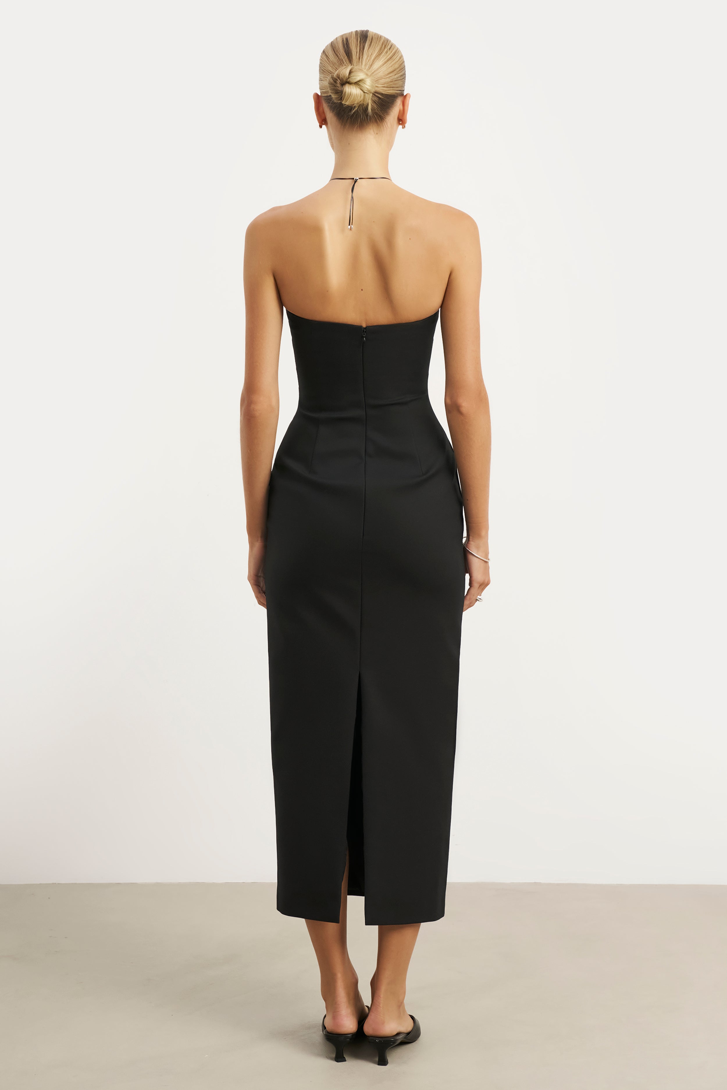Strapless Ruched Midaxi Dress - Black