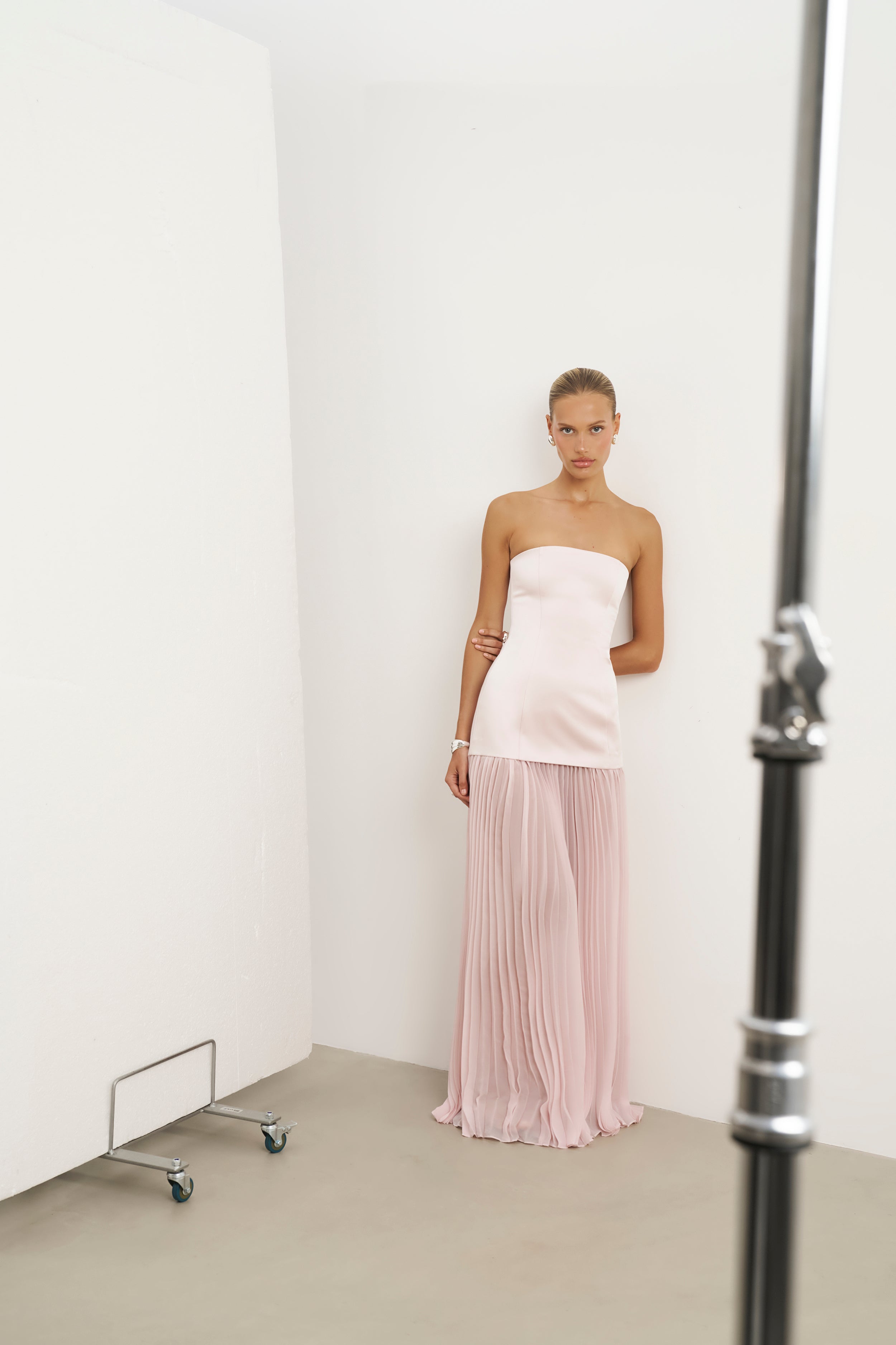 Satin Structured Bodice Gown - Blush