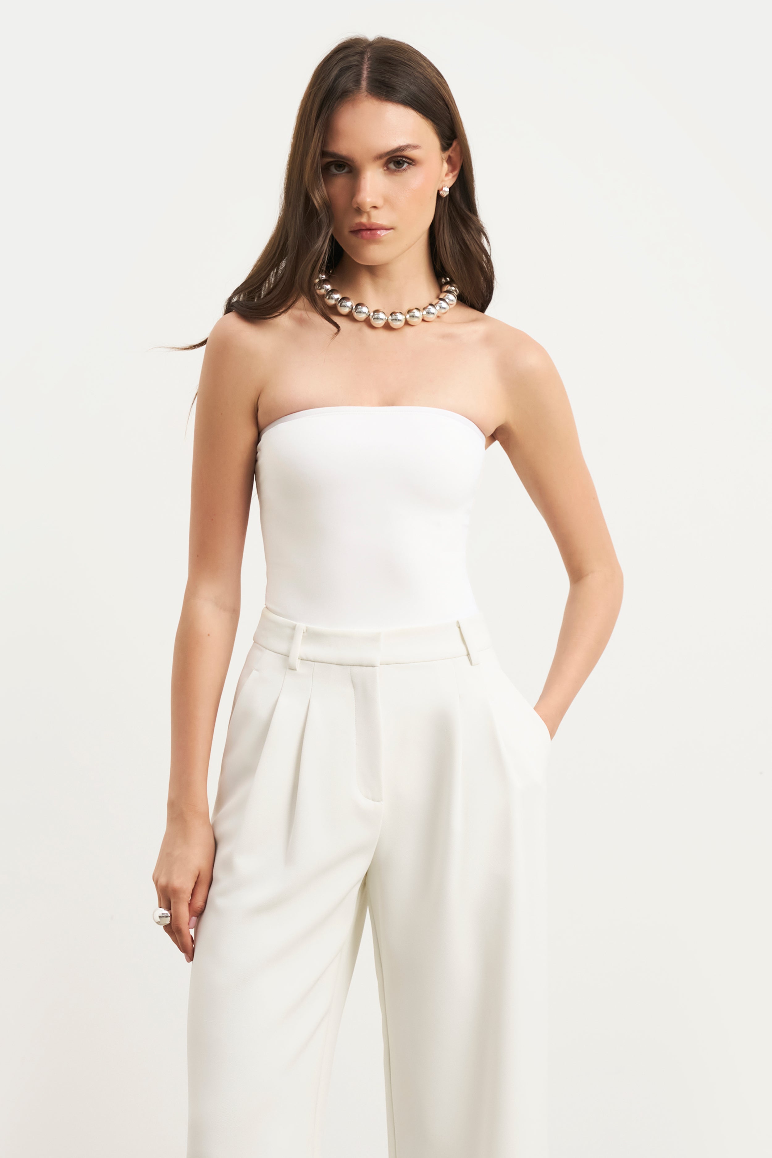 Strapless Bandeau Bodysuit - White