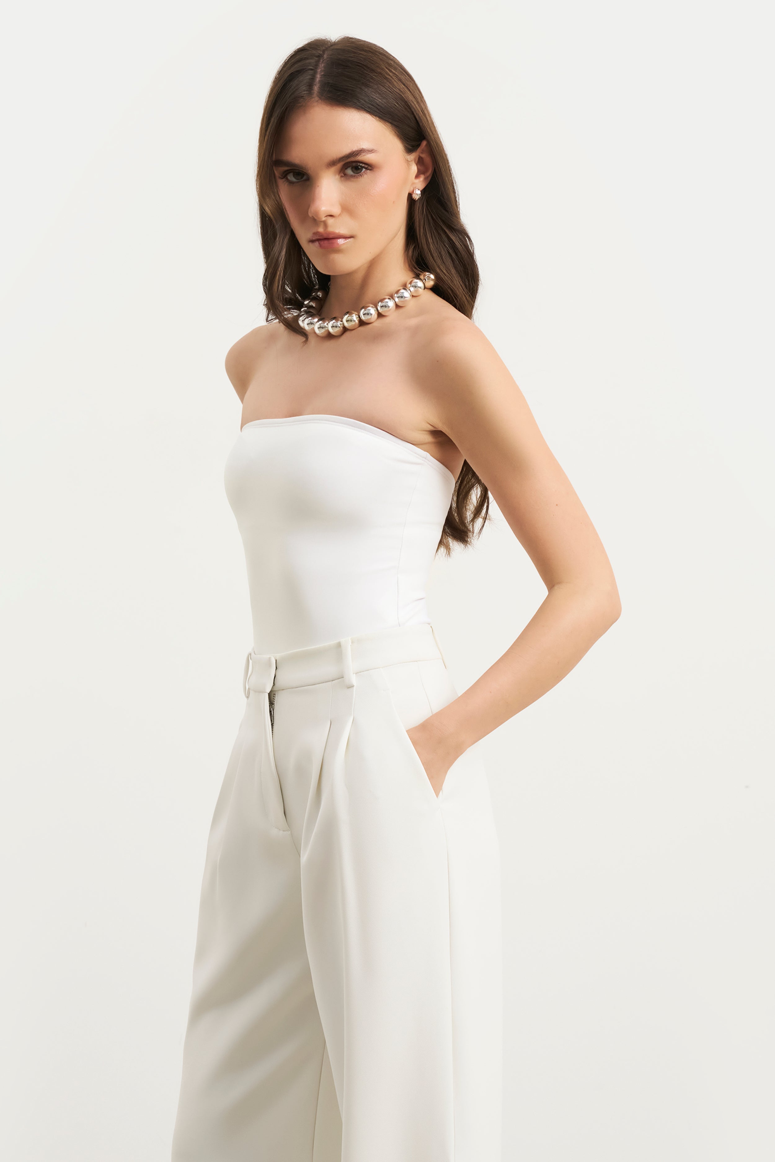 Strapless Bandeau Bodysuit - White