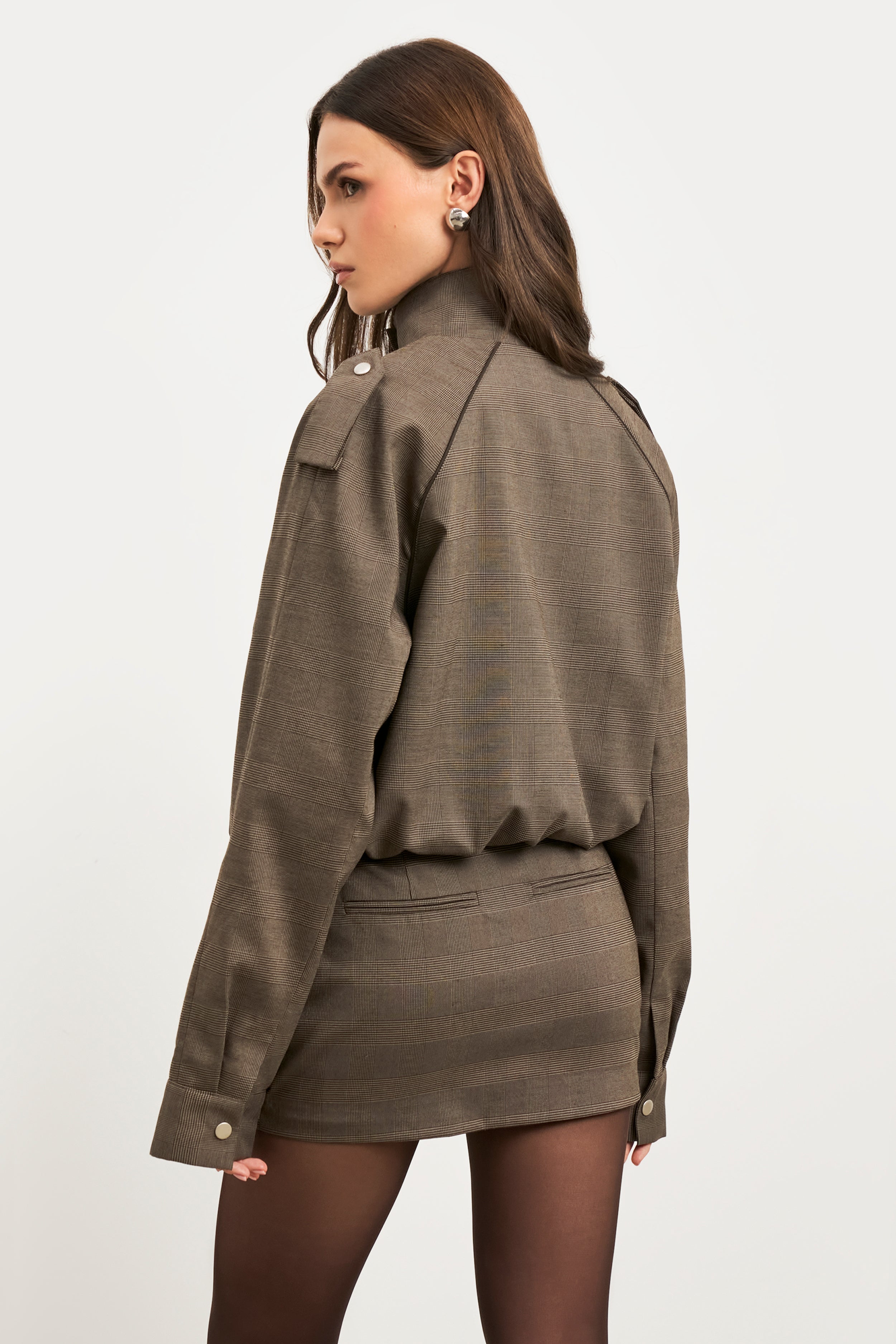 Clean Cut Micro Skirt - Carob Check