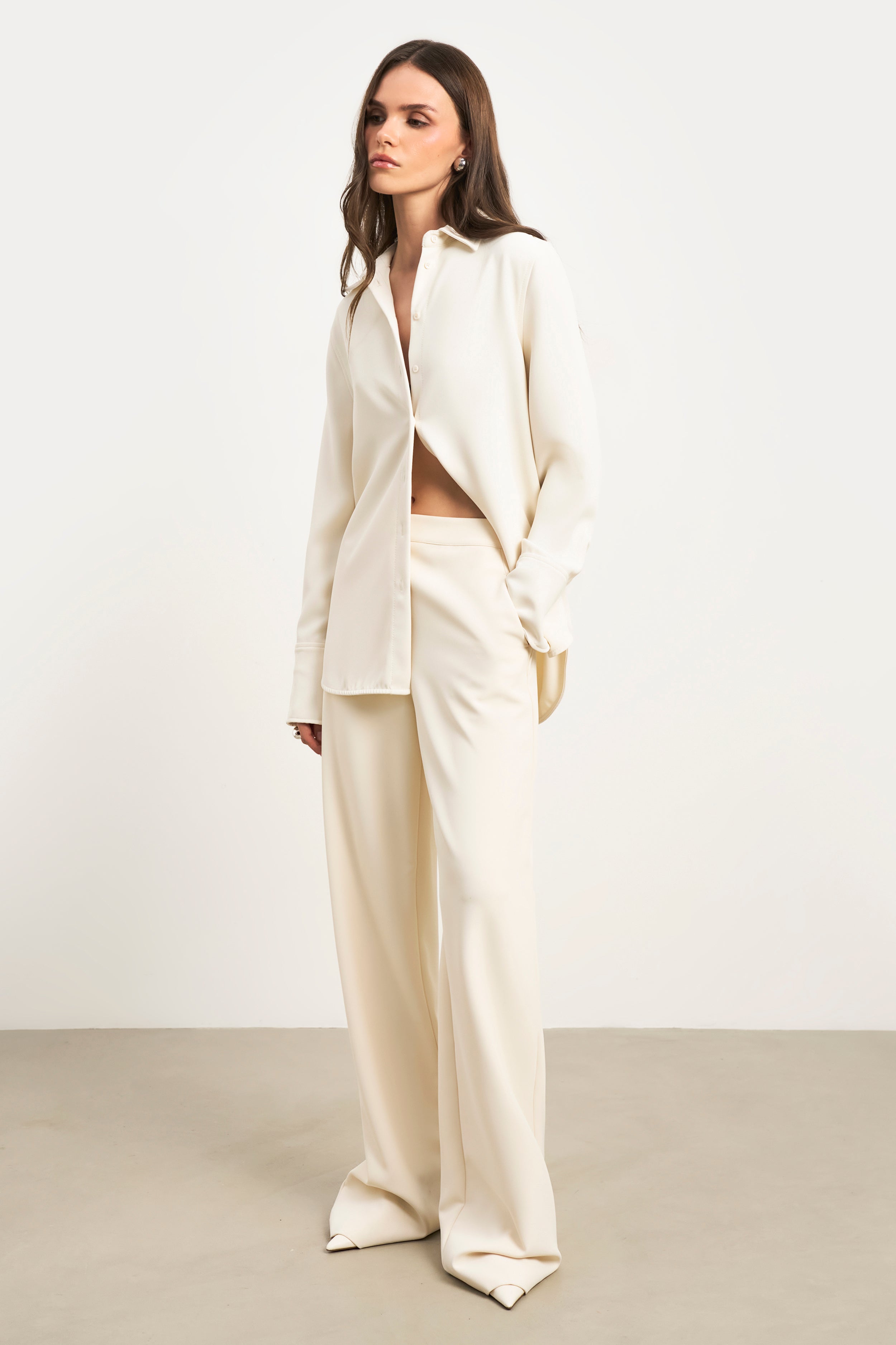 Effortless Wide Leg Trousers - Cream