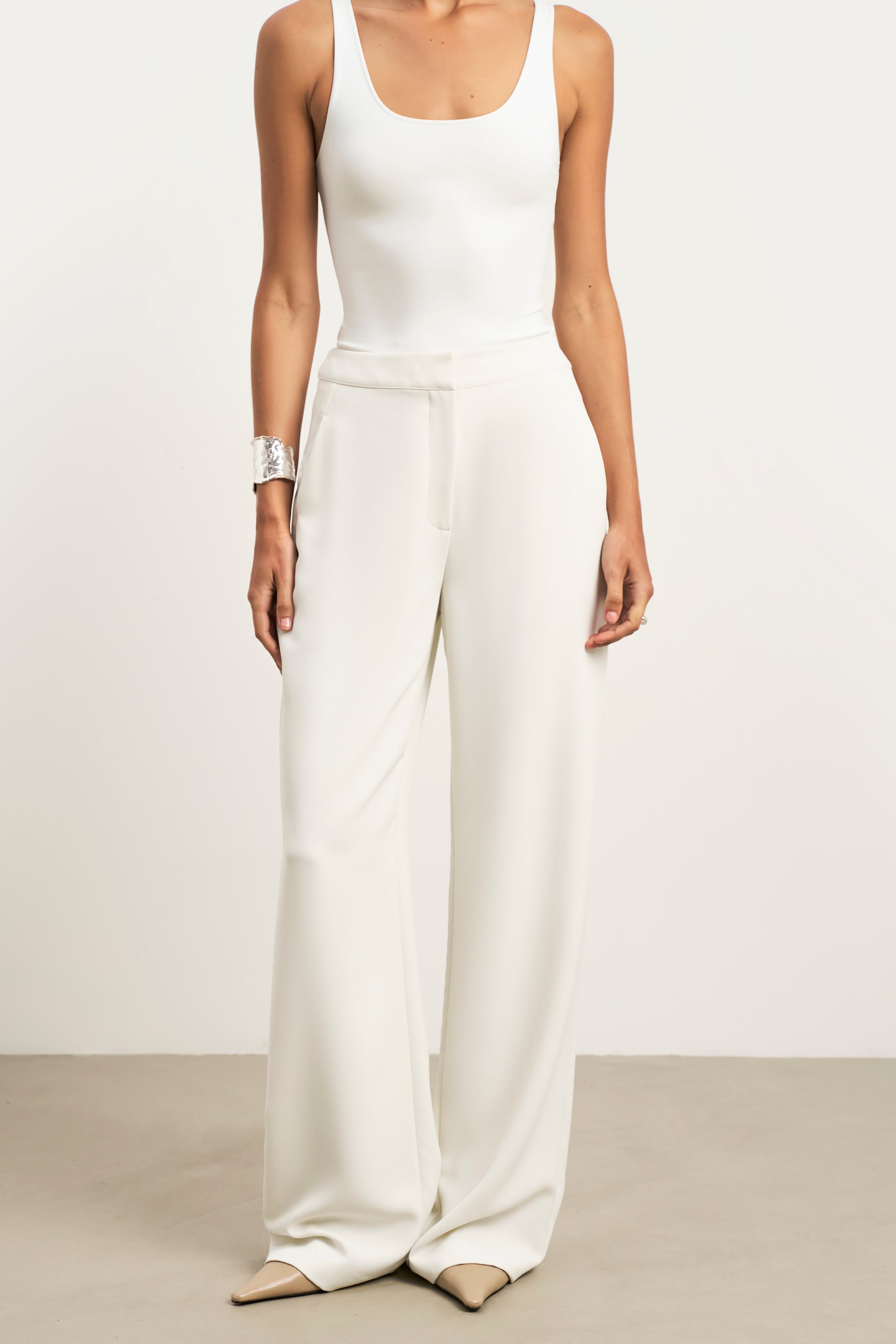 Effortless Wide Leg Trousers - White