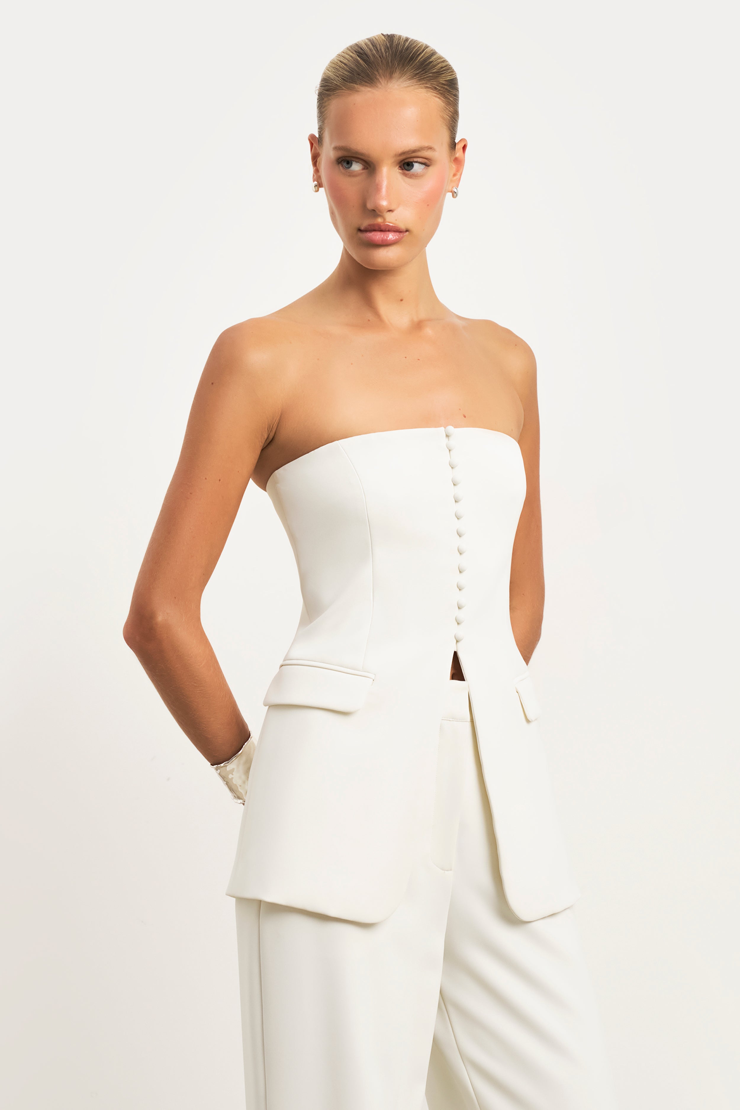 Strapless Peplum Bodice - White