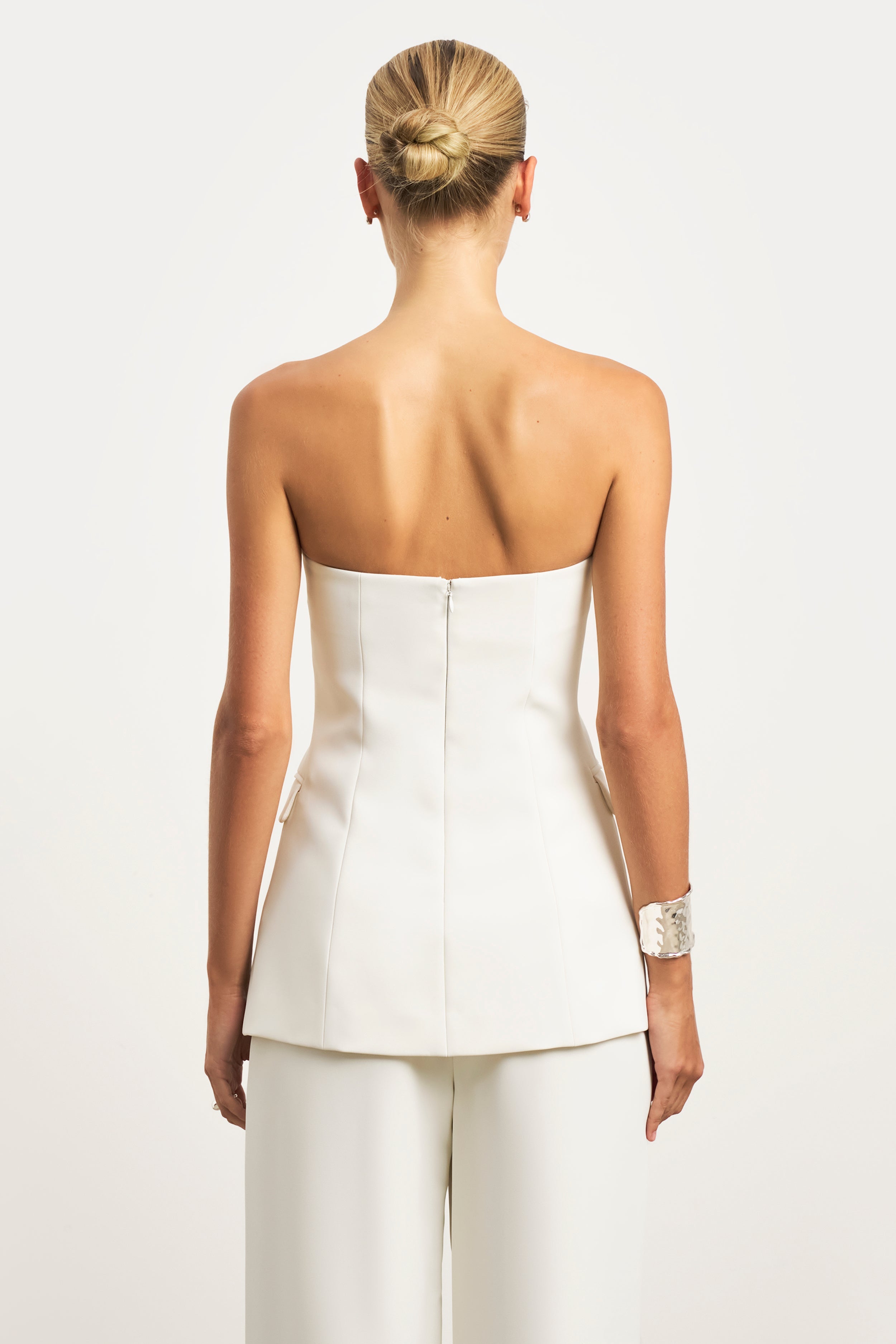 Strapless Peplum Bodice - White