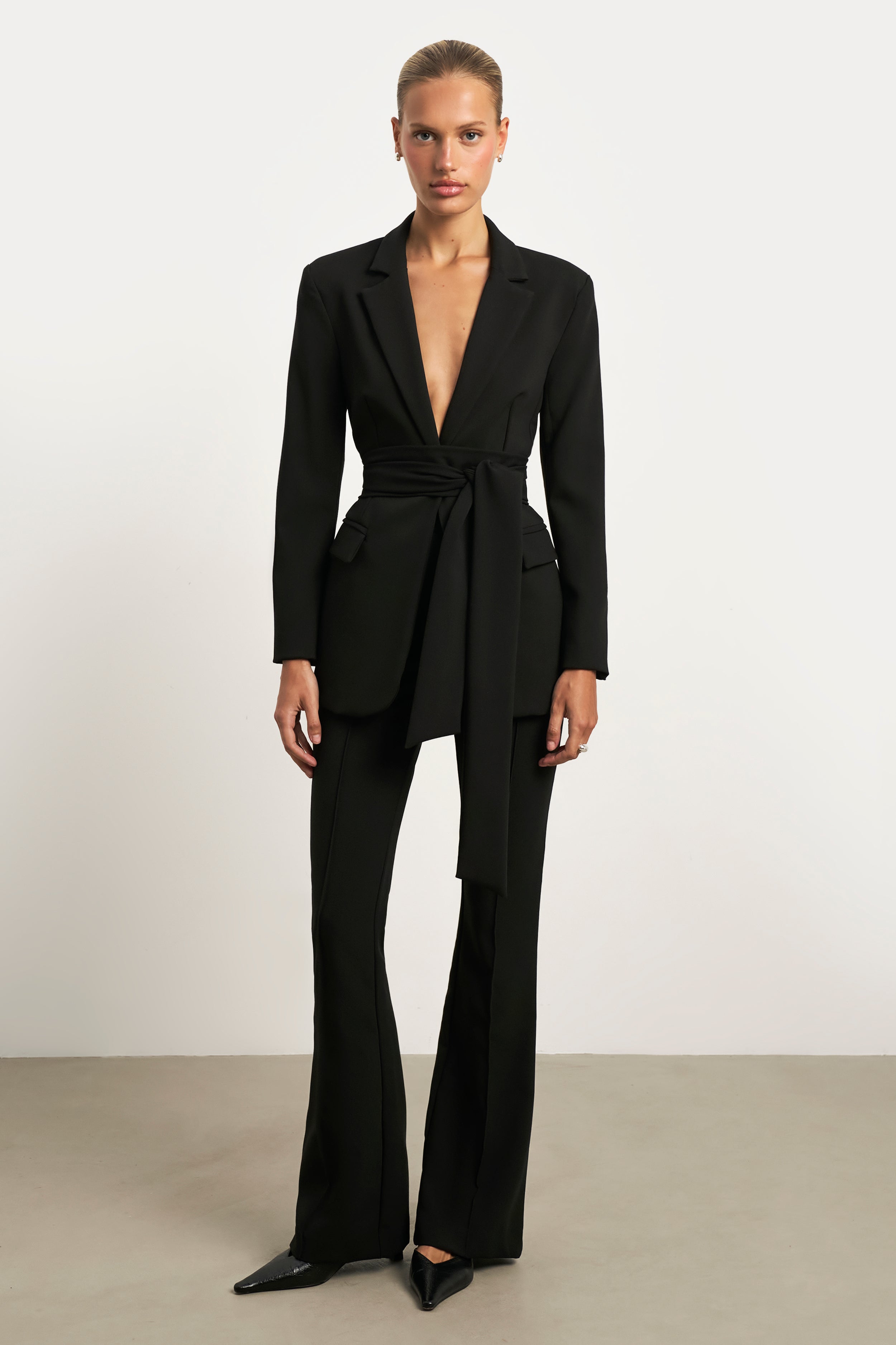 Wide Leg Suit Trousers - Black