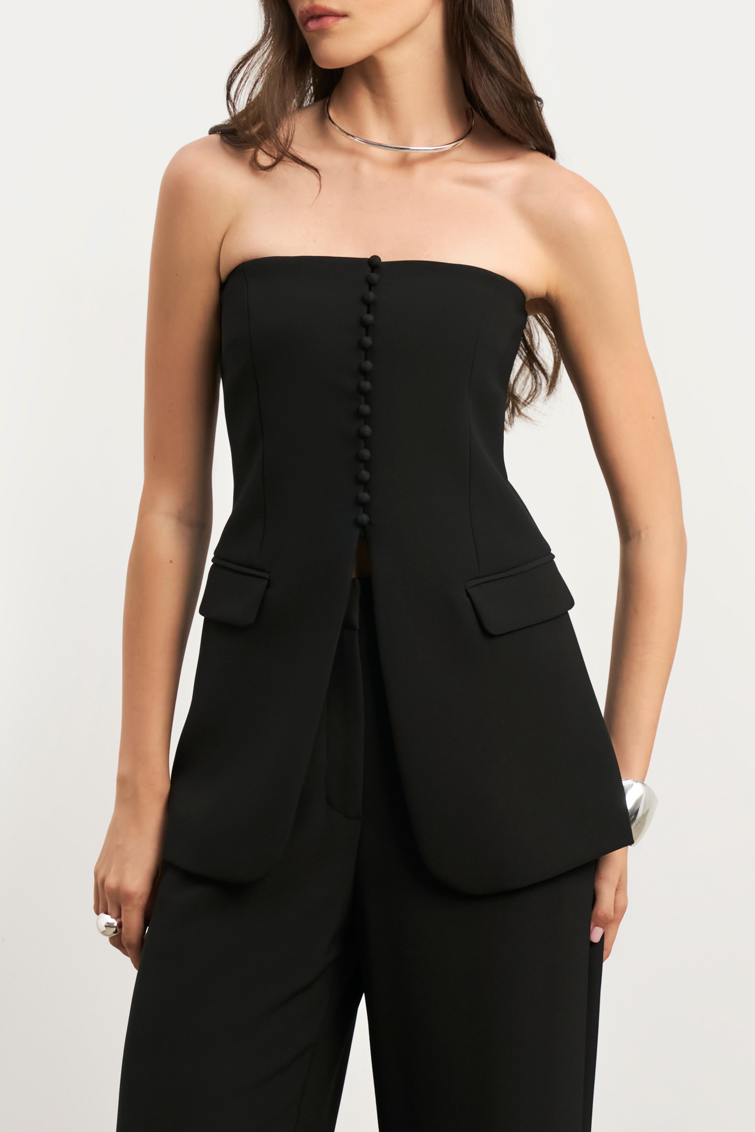 Strapless Peplum Bodice - Black