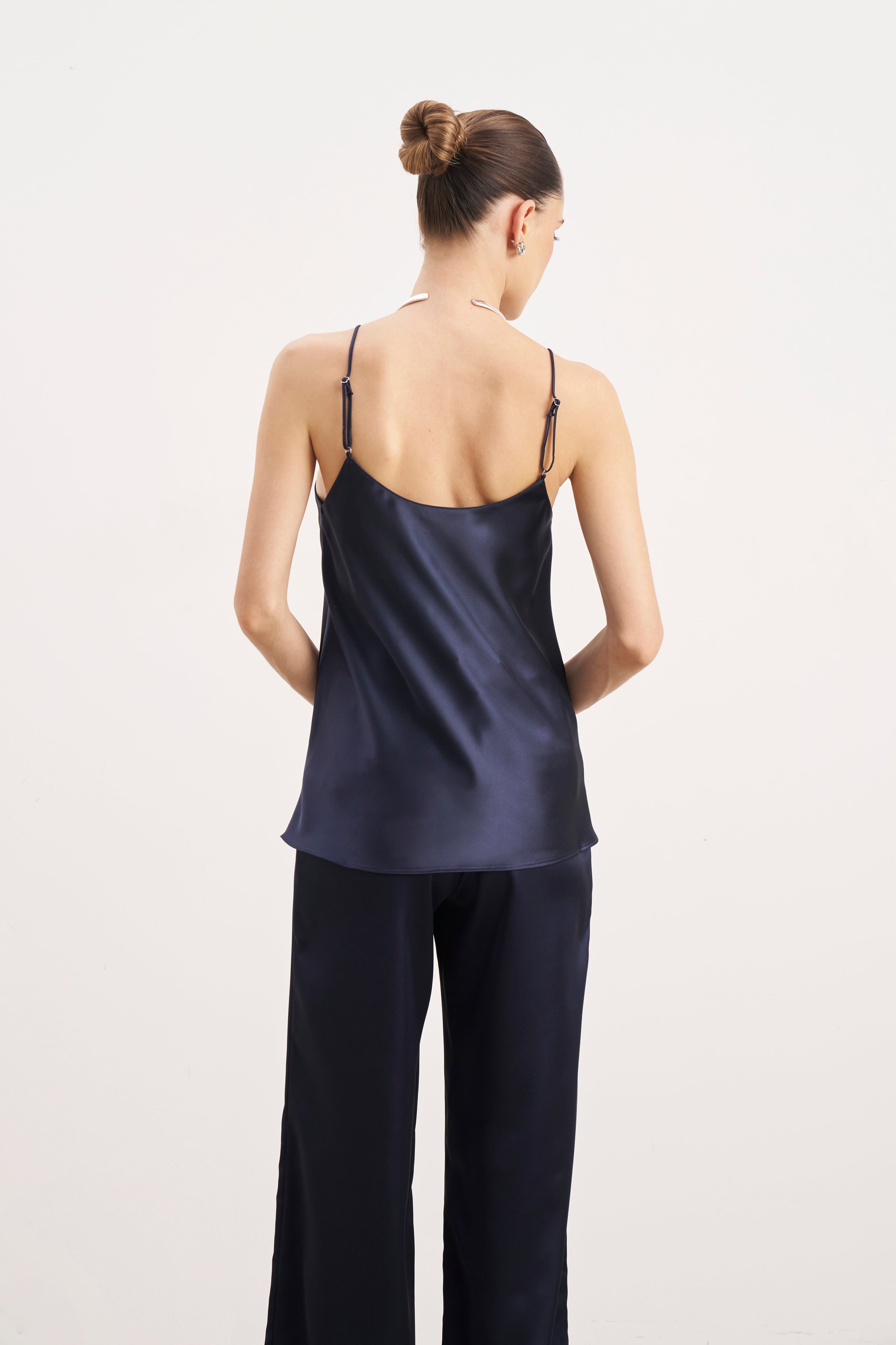 Satin Scoop Neck Camisole - Navy