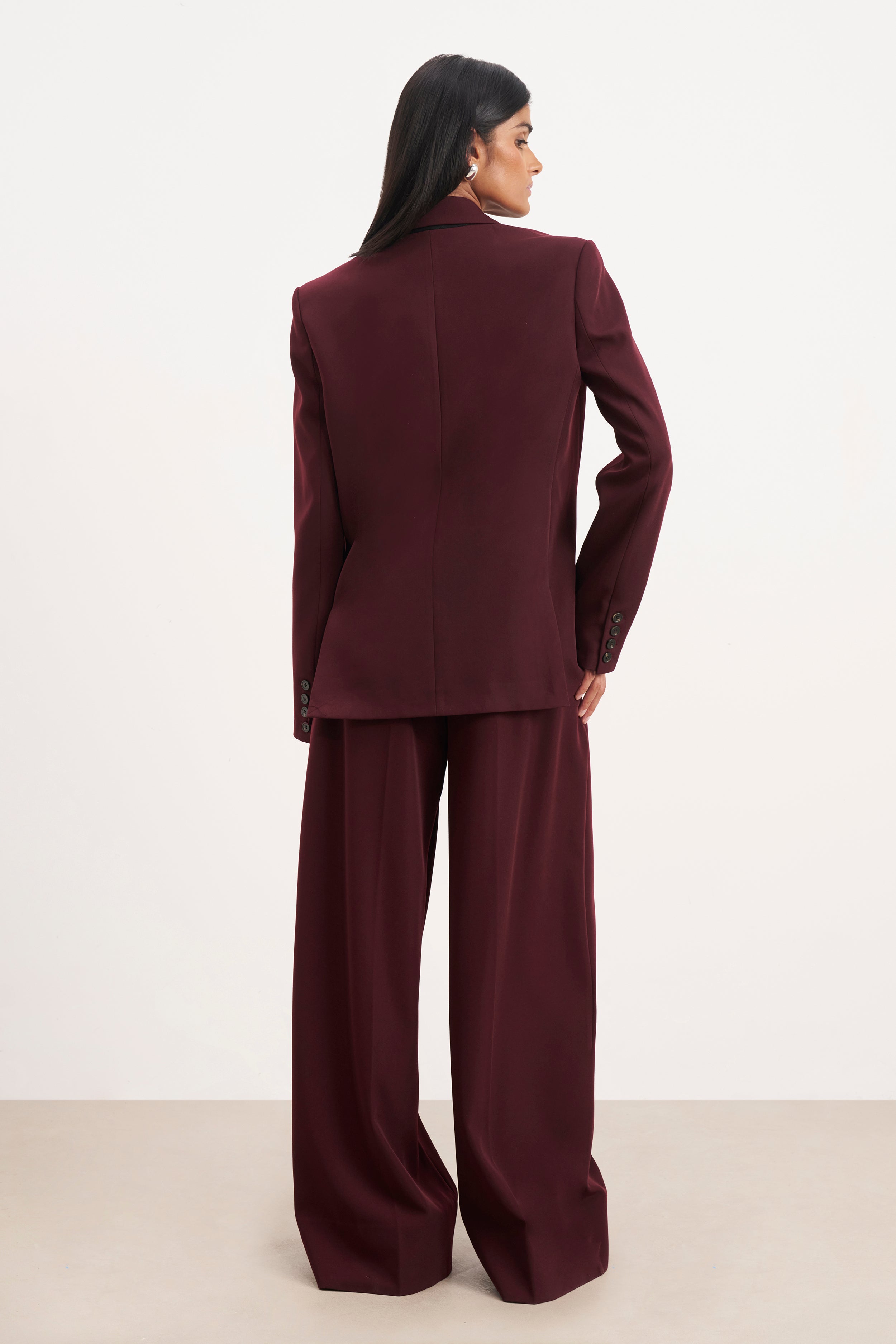 Dropped Waist Double Breasted Blazer - Mulberry