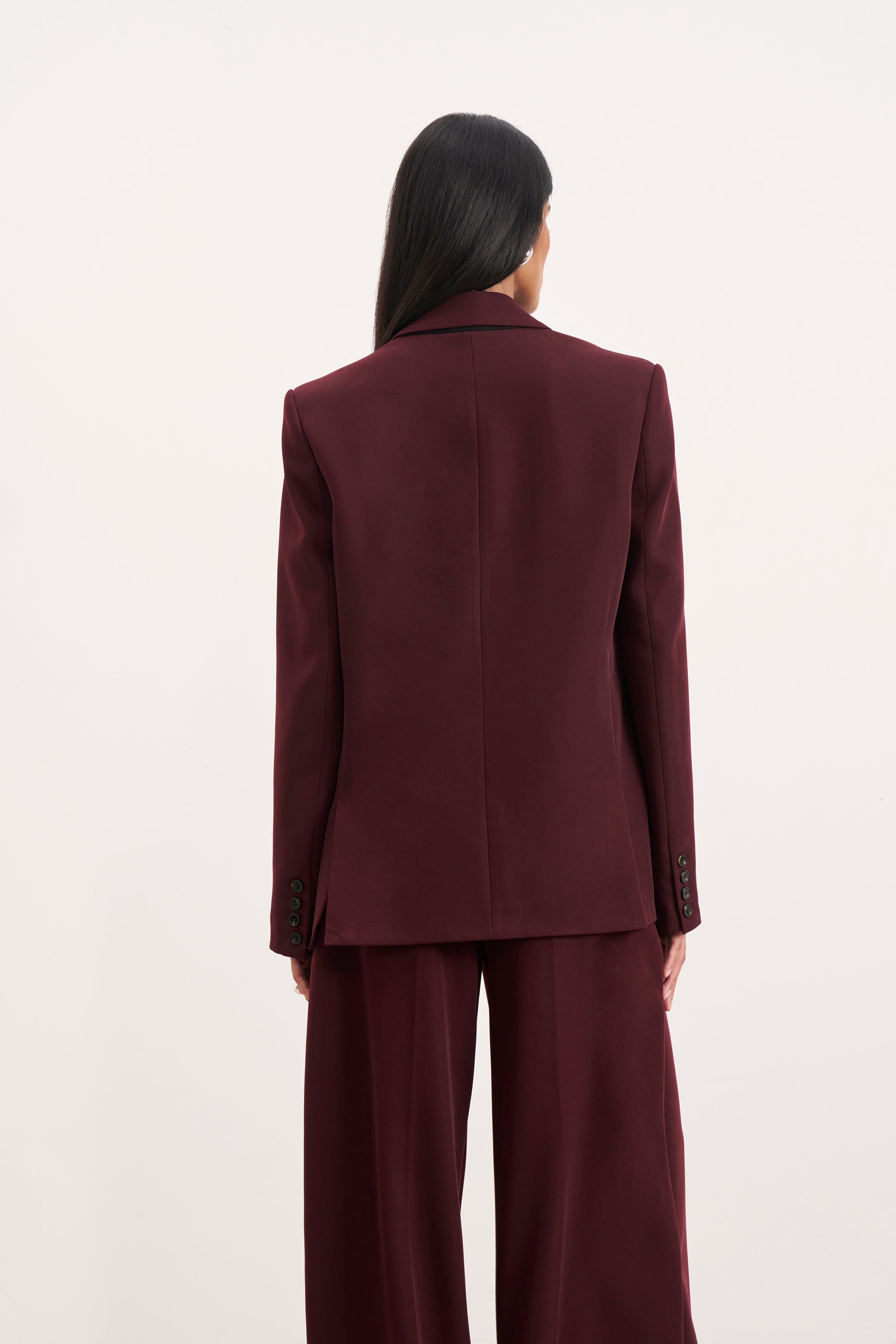 Dropped Waist Double Breasted Blazer - Mulberry