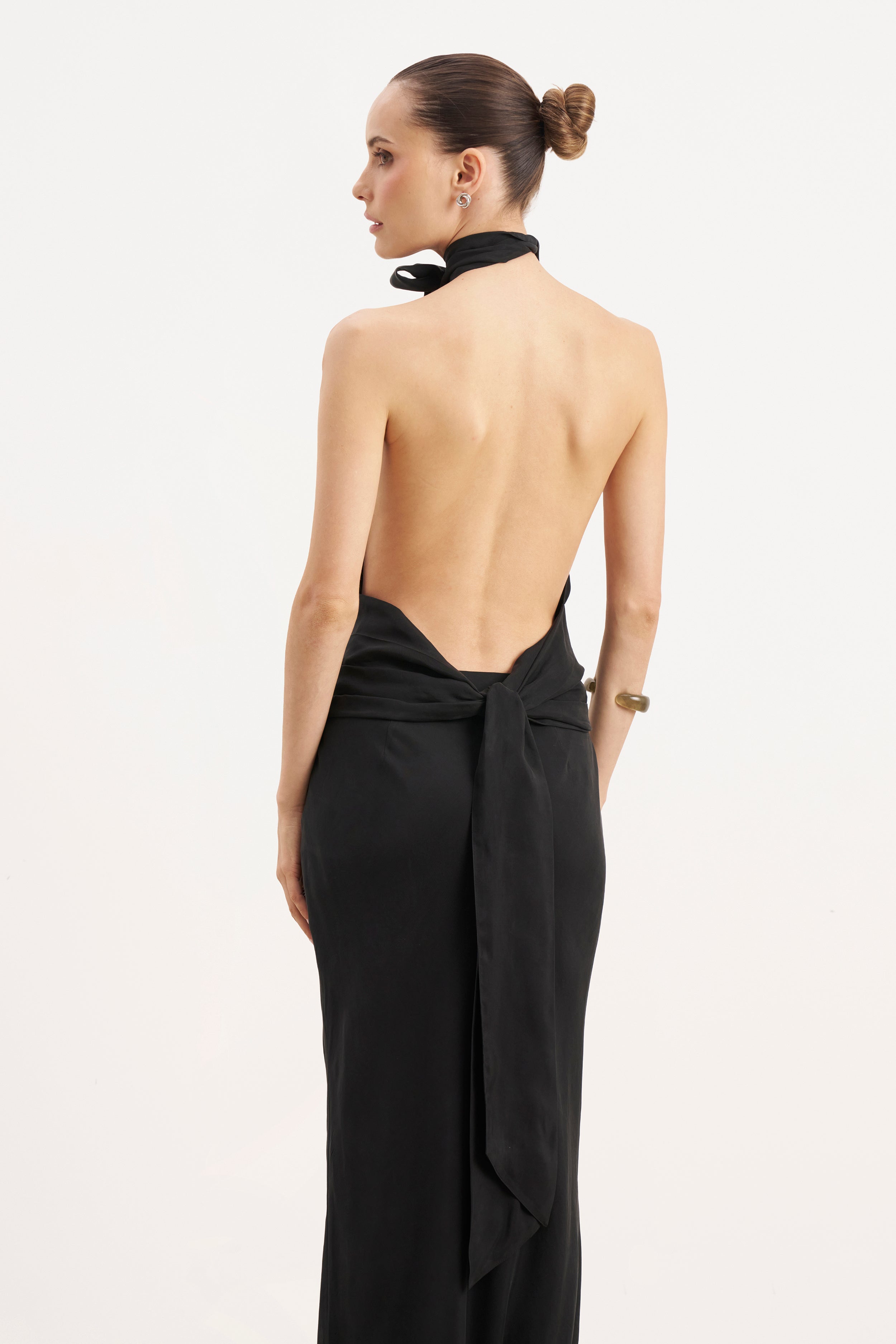 Cupro Bias Cut Maxi Skirt - Black