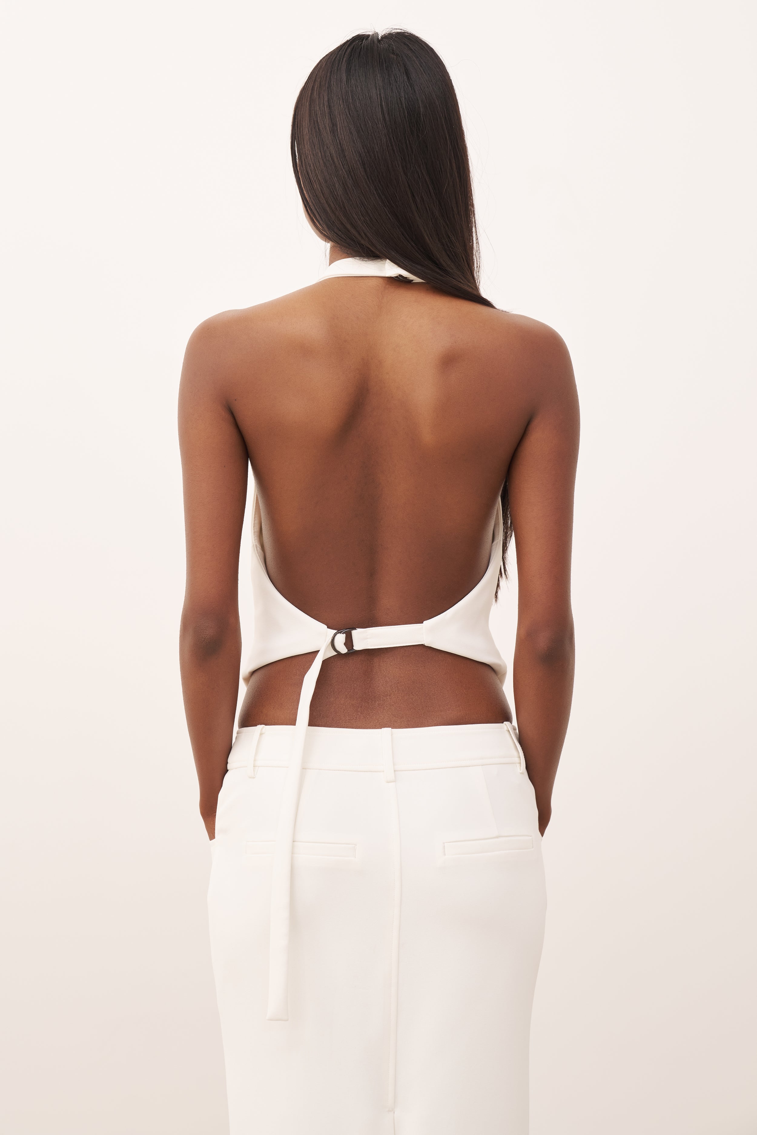 Backless Halter Waistcoat - White