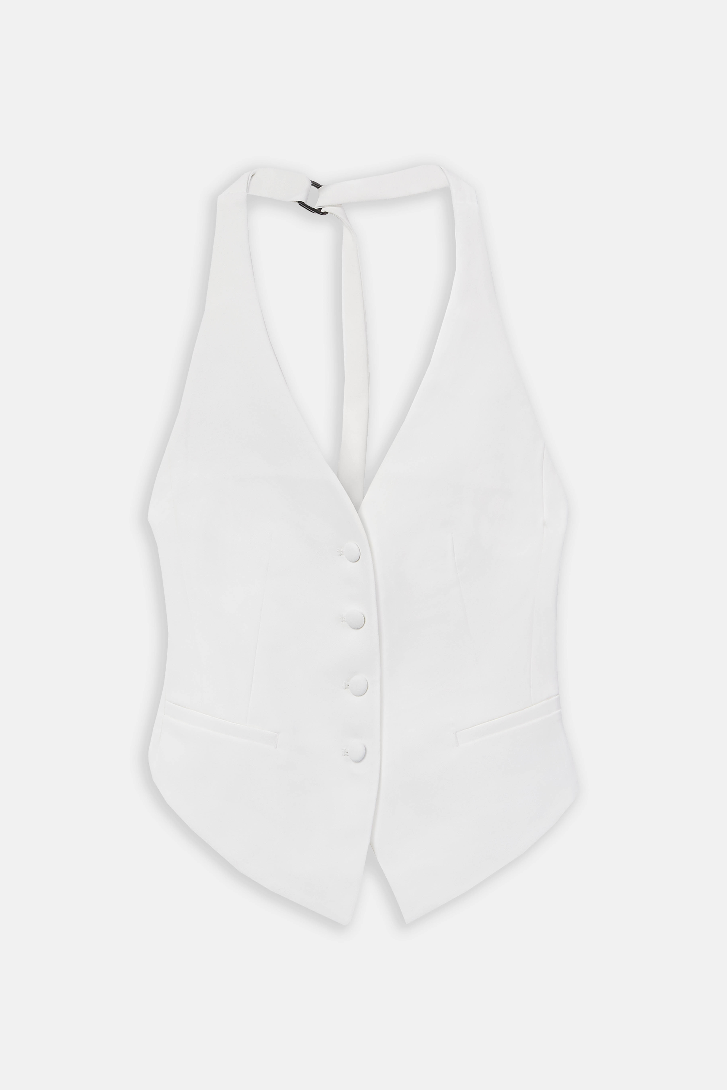 Backless Halter Waistcoat - White
