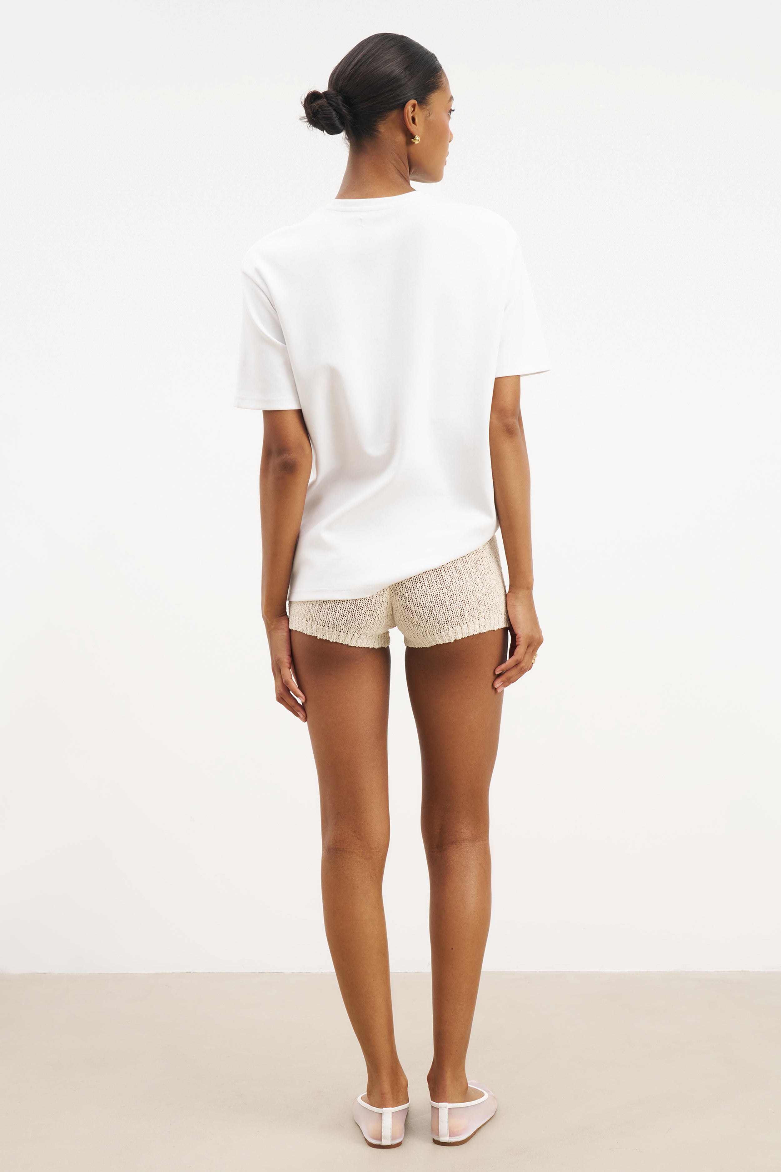 Crochet Knit Mini Shorts - Cream