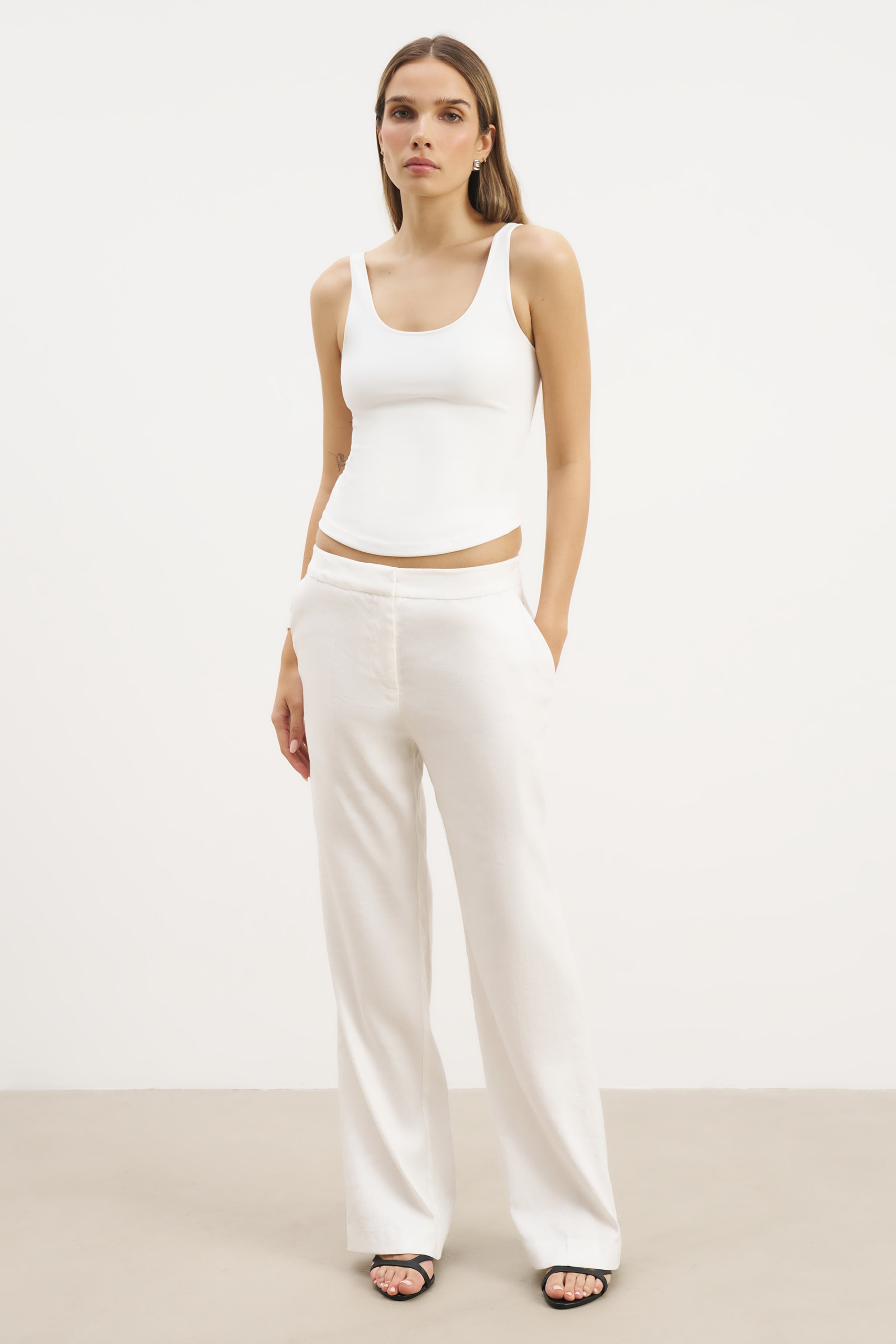 Tailored Linen Trousers - White