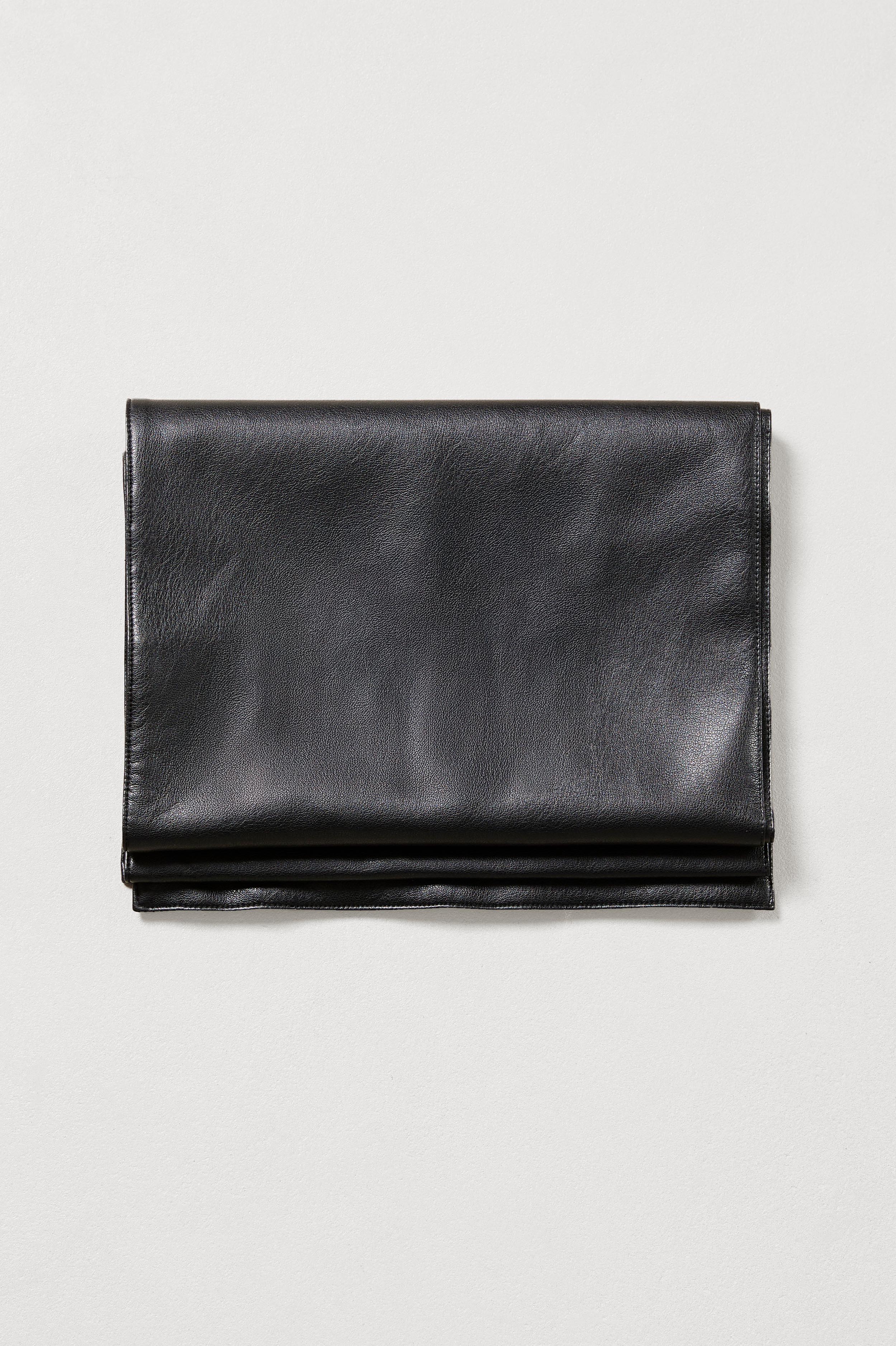 Leather Longline Scarf - Black