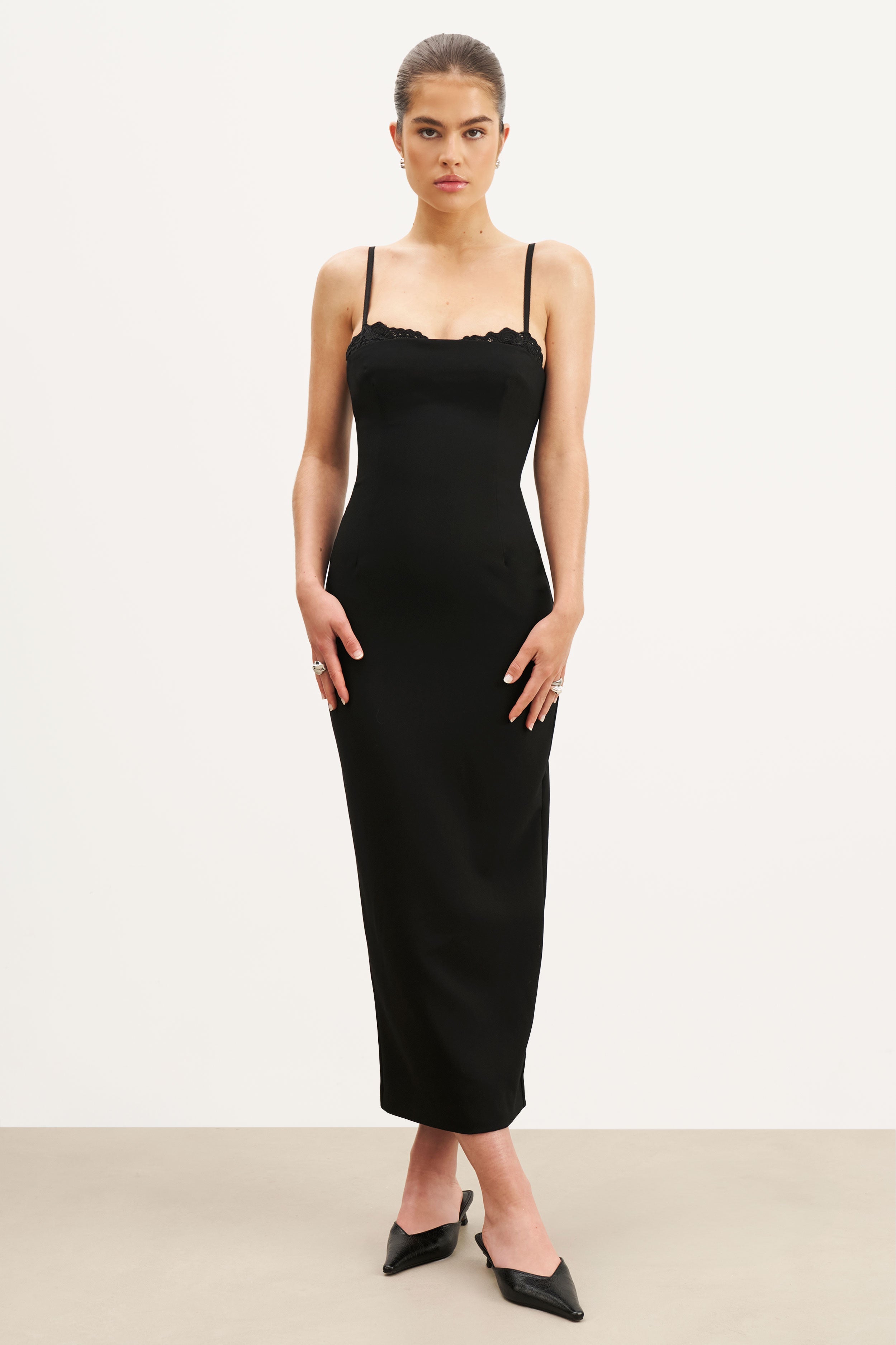 Tailored Bustier Maxi Dress - Black