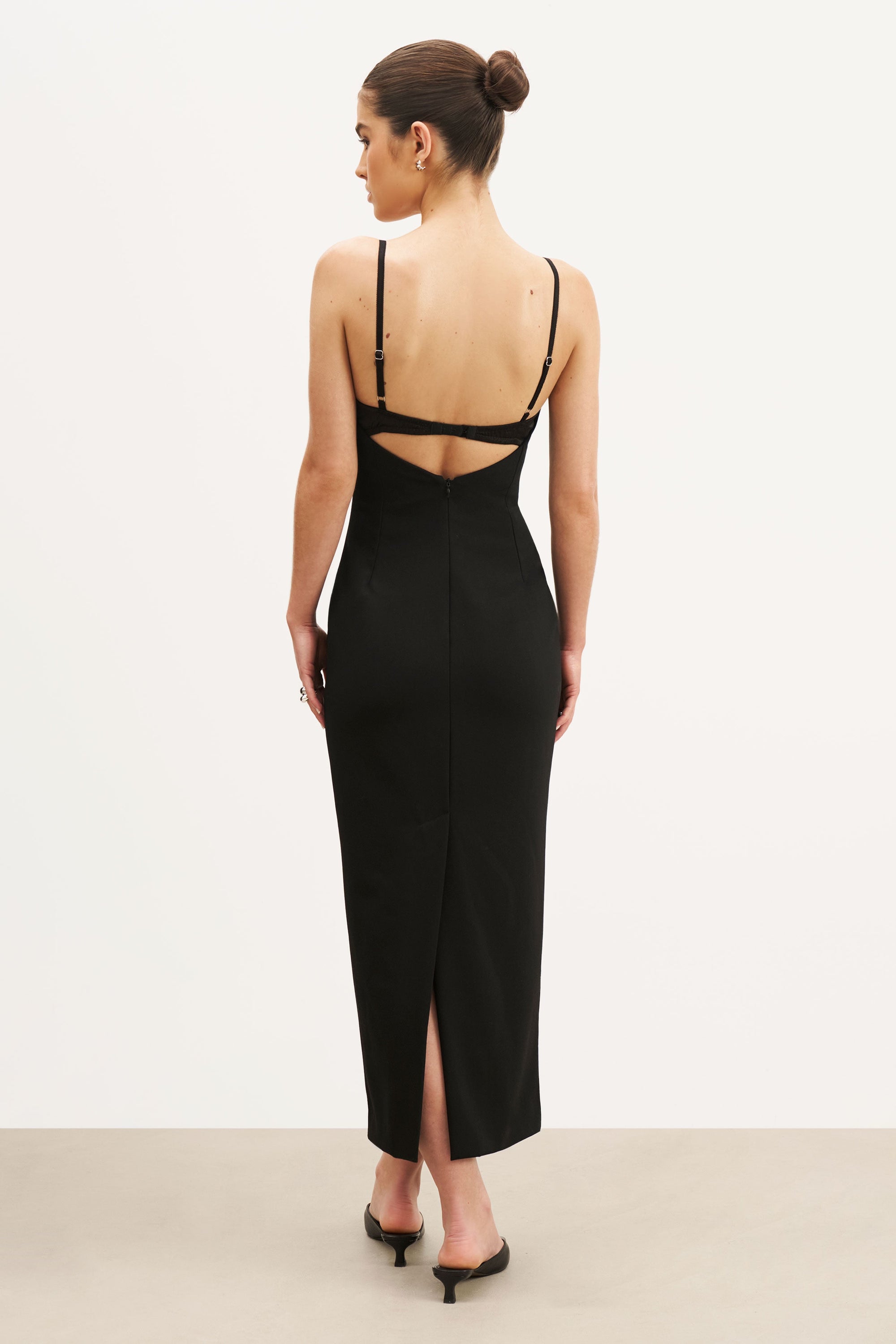 Tailored Bustier Maxi Dress - Black