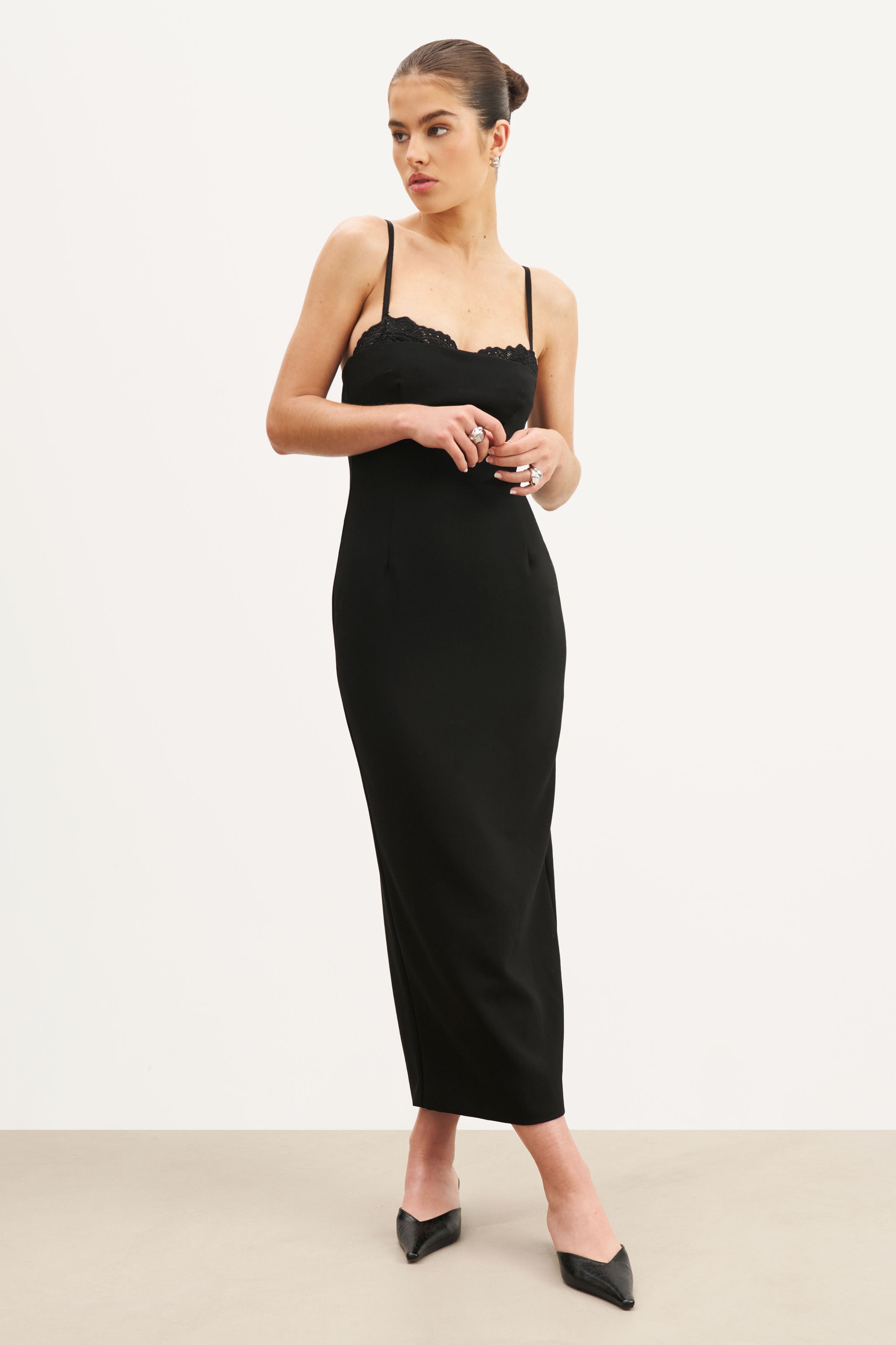 Tailored Bustier Maxi Dress - Black