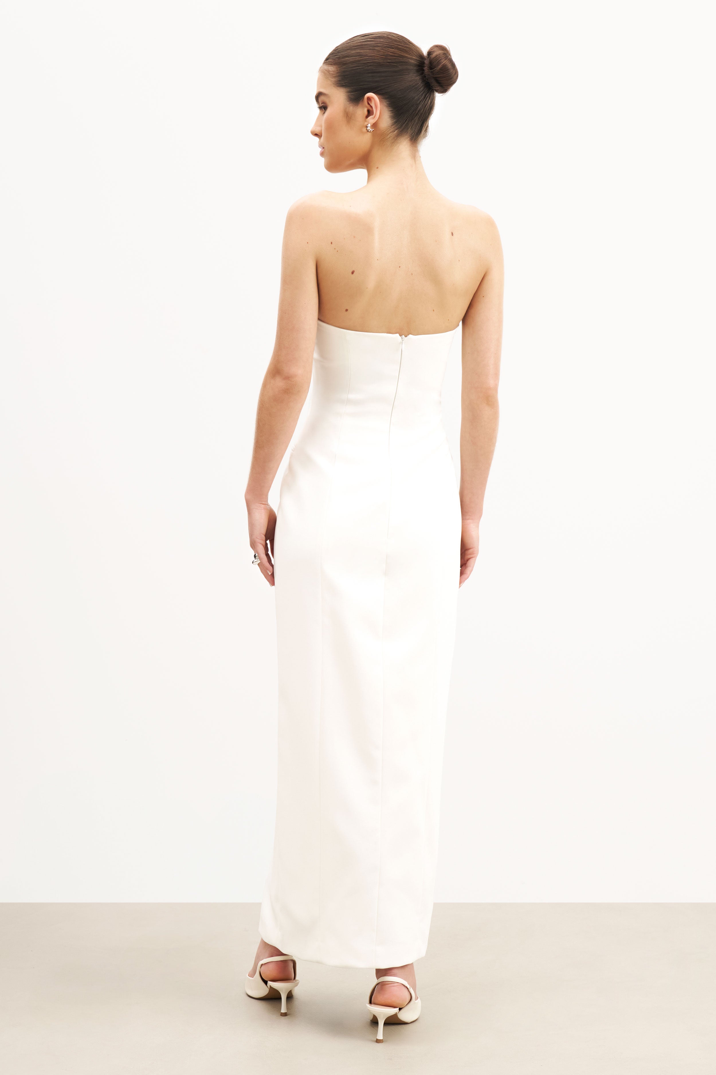 Strapless Peplum Maxi Dress - White
