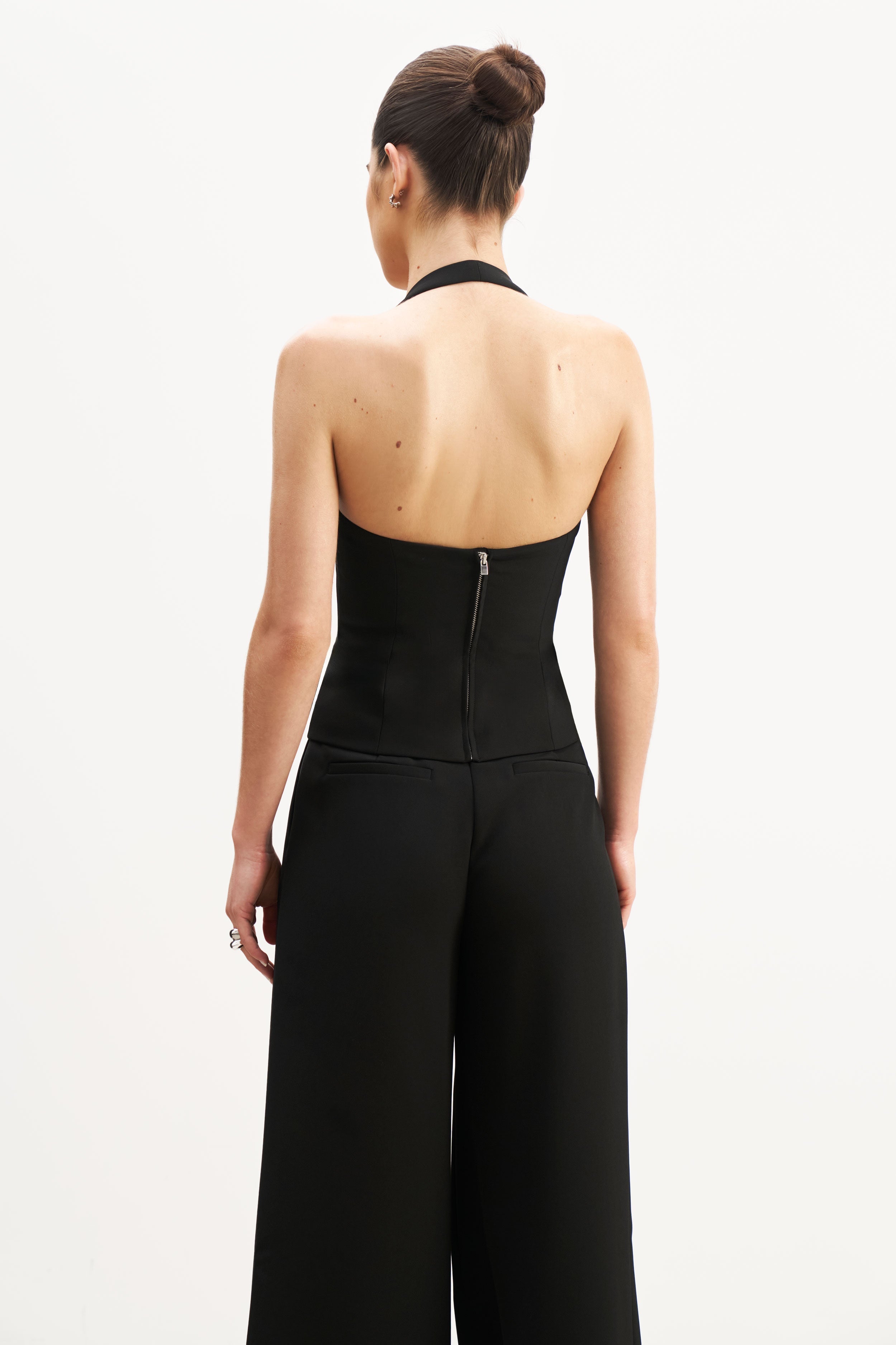 Effortless Tailored Halter Bodice Top - Black
