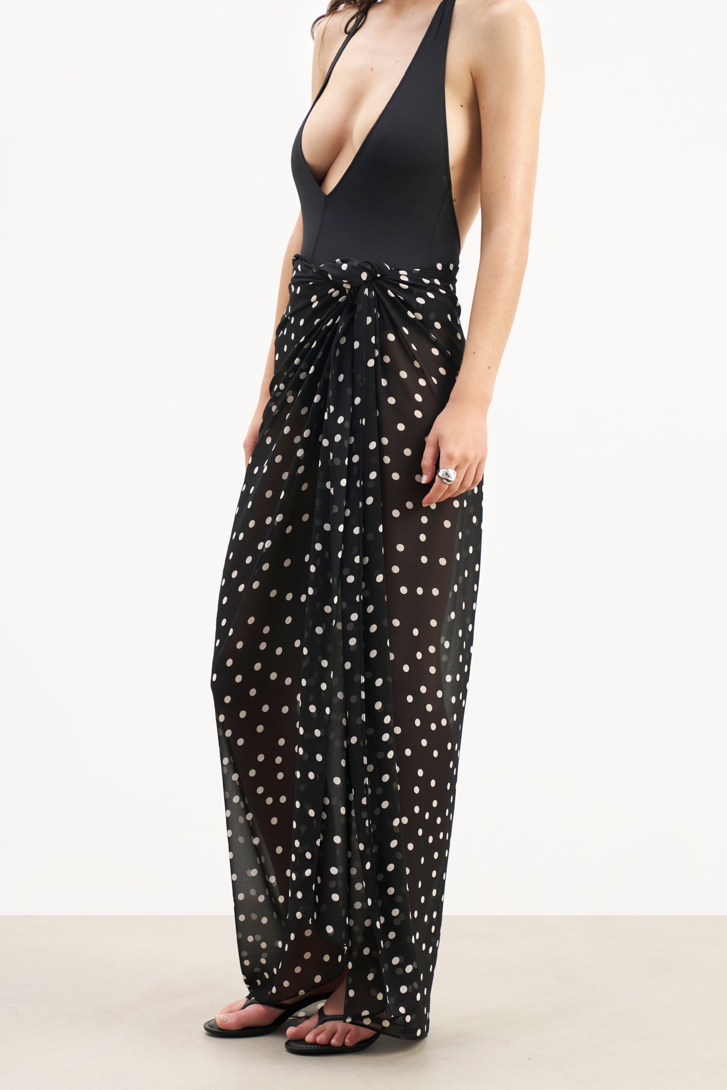 Chiffon Maxi Polka Dot Sarong Scarf - Maxi Polka Dot