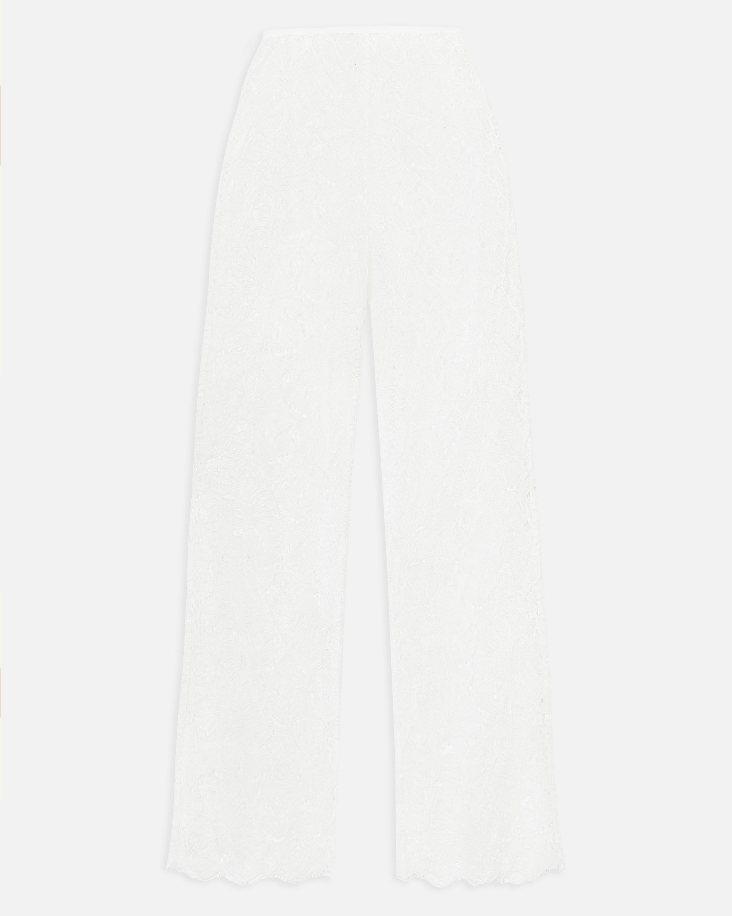 Lace Mid Rise Wide Leg Trousers - White