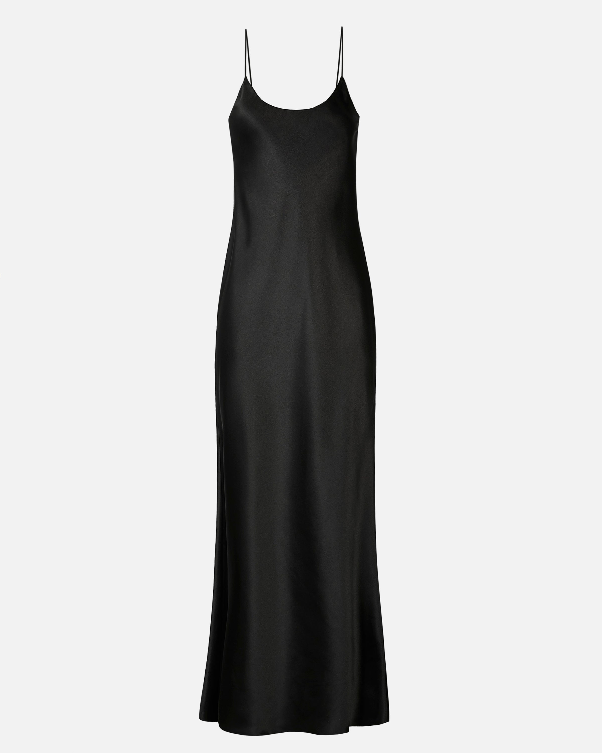 Satin Scoop Neck Camisole Maxi Dress - Black