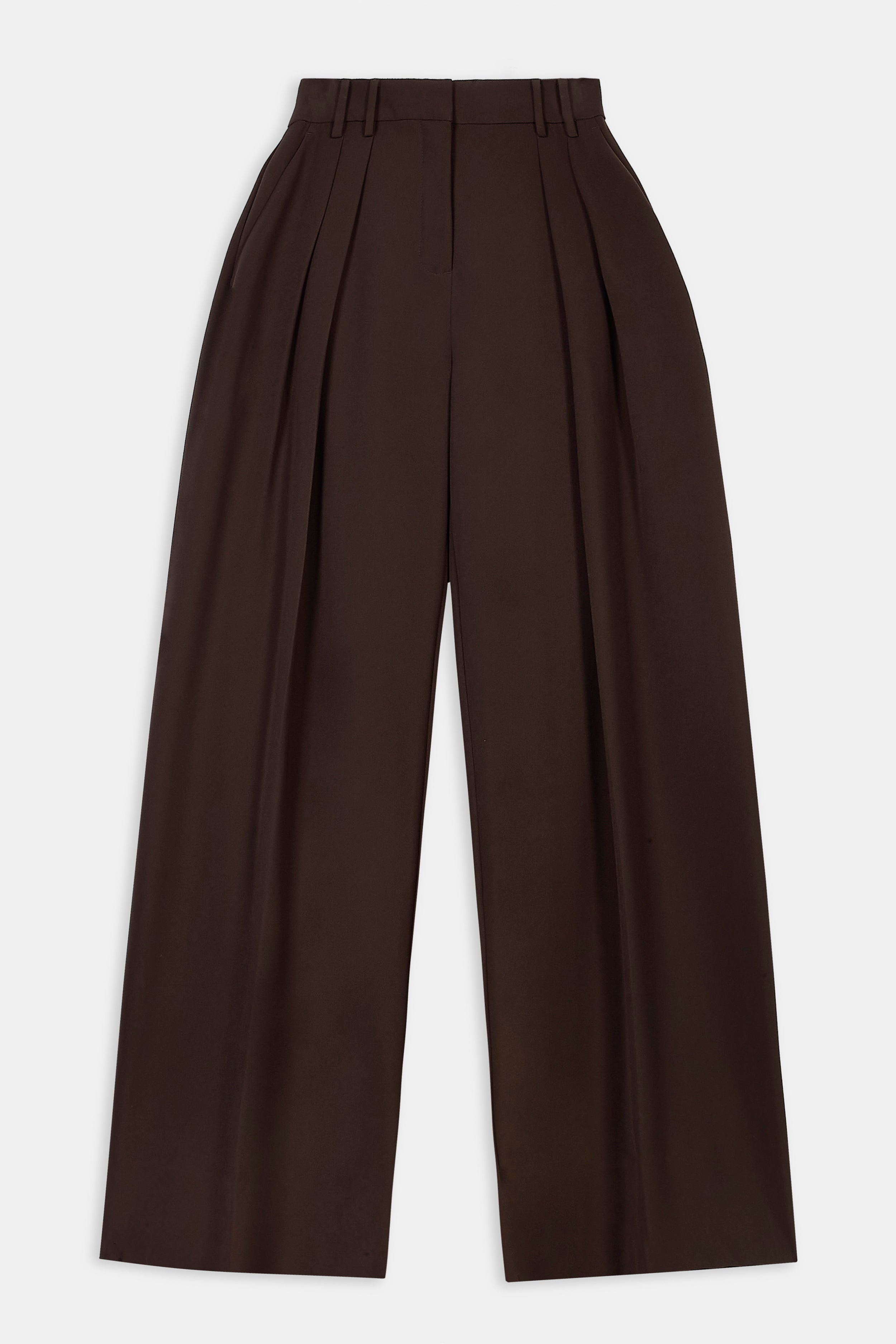 Pleated Ultra Wide Leg Trousers - Carob