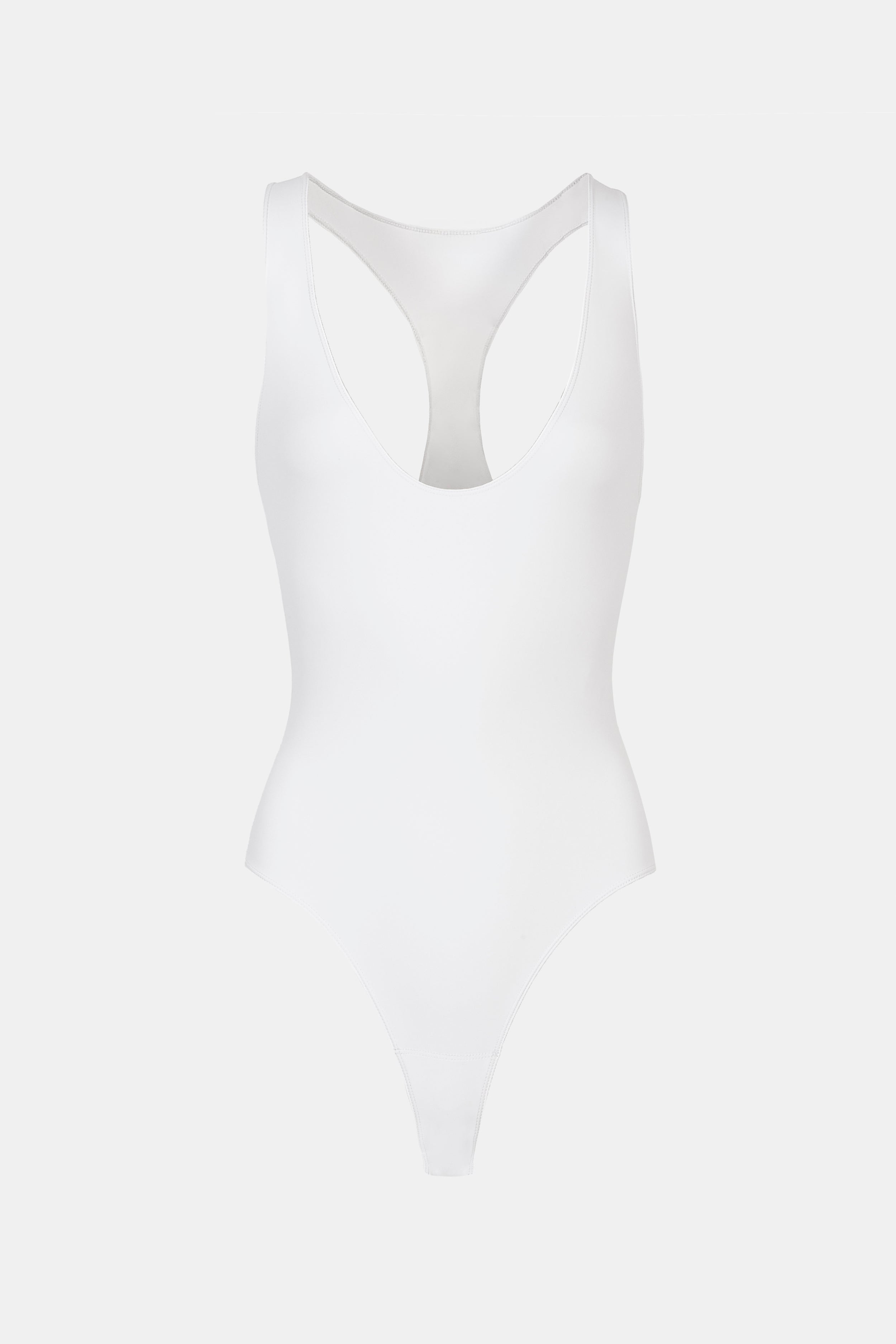 Scoop Neck Racer Bodysuit - White
