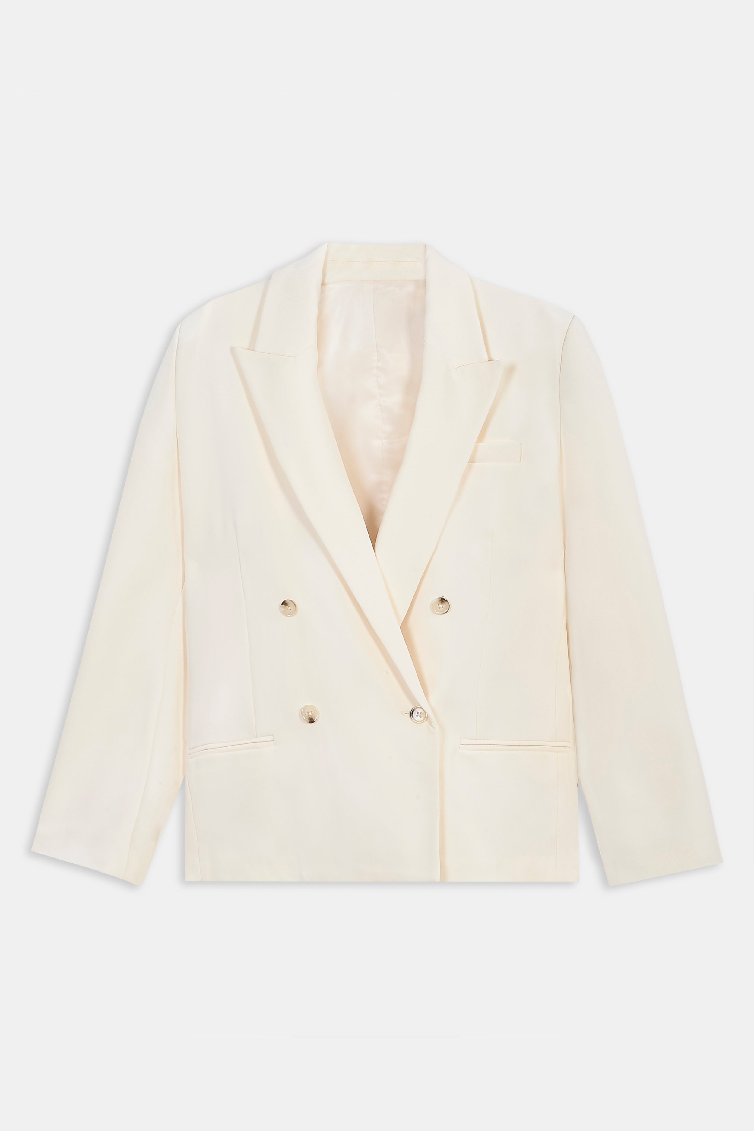 Dropped Waist Double Breasted Blazer - Cream