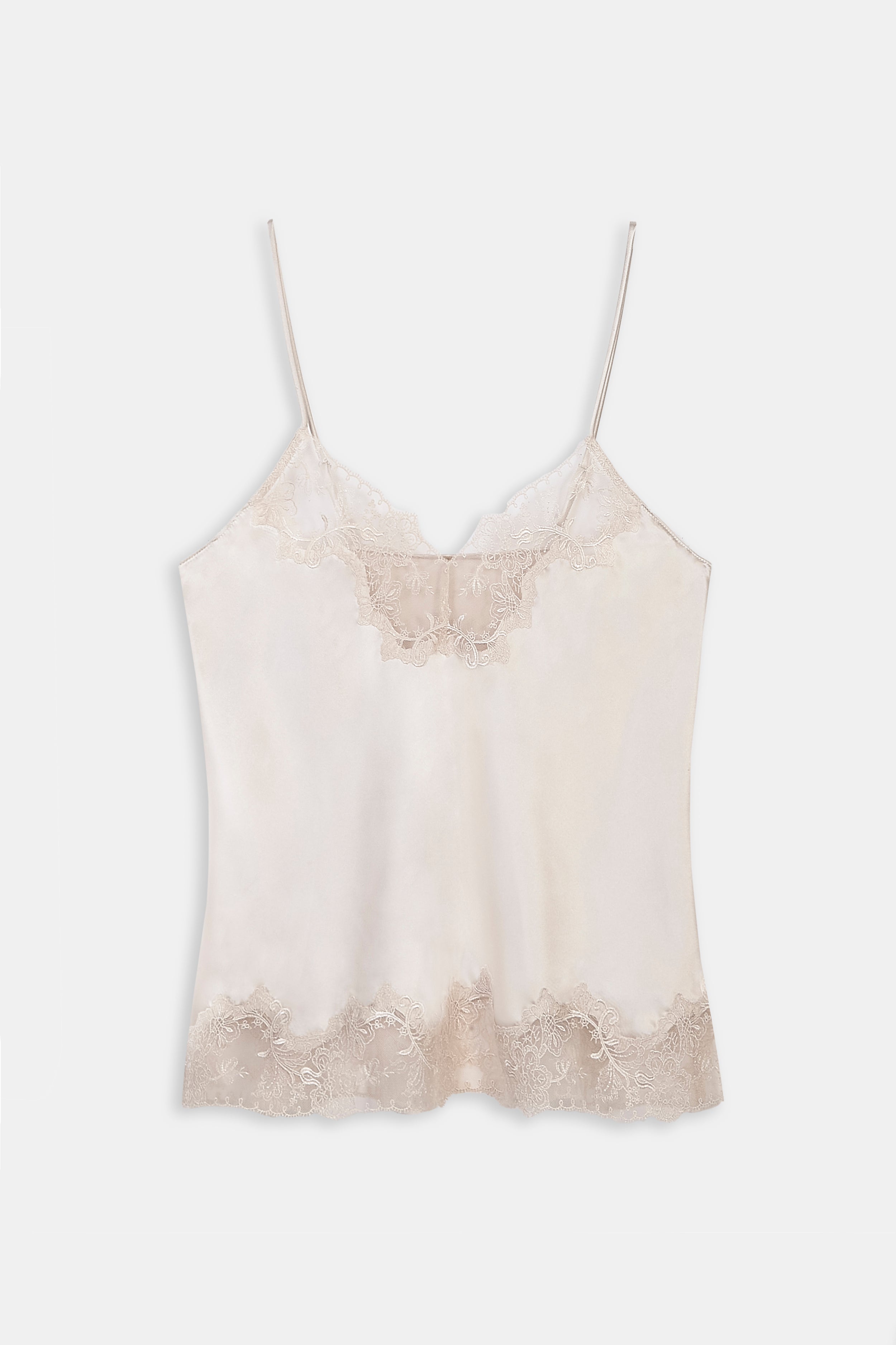 Satin Lace Detail Camisole - Champagne