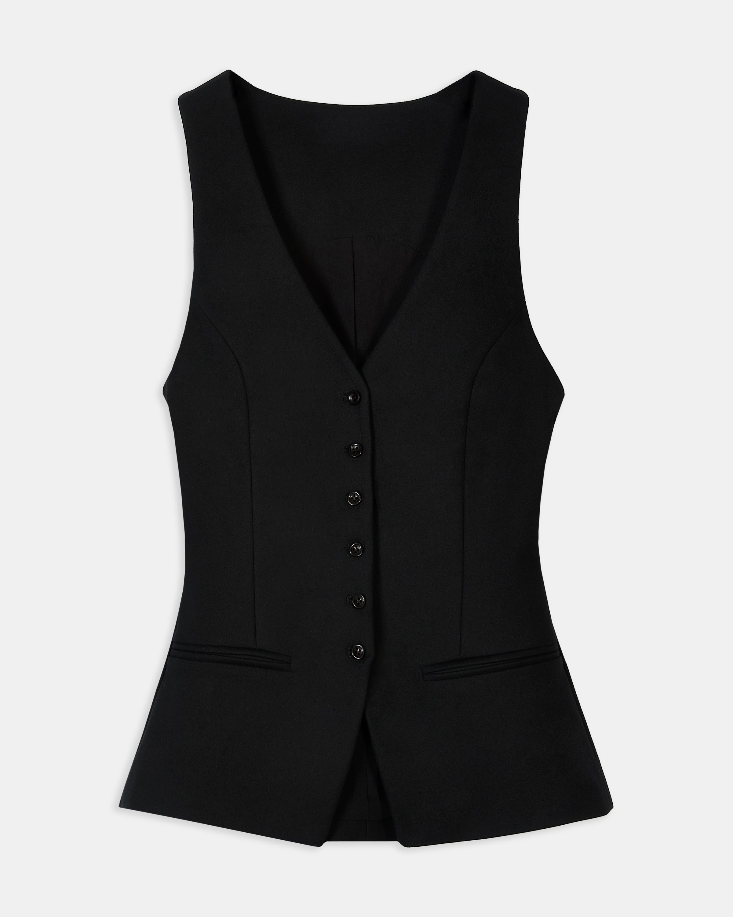 Tailored V-Neck Hourglass Waistcoat - Black