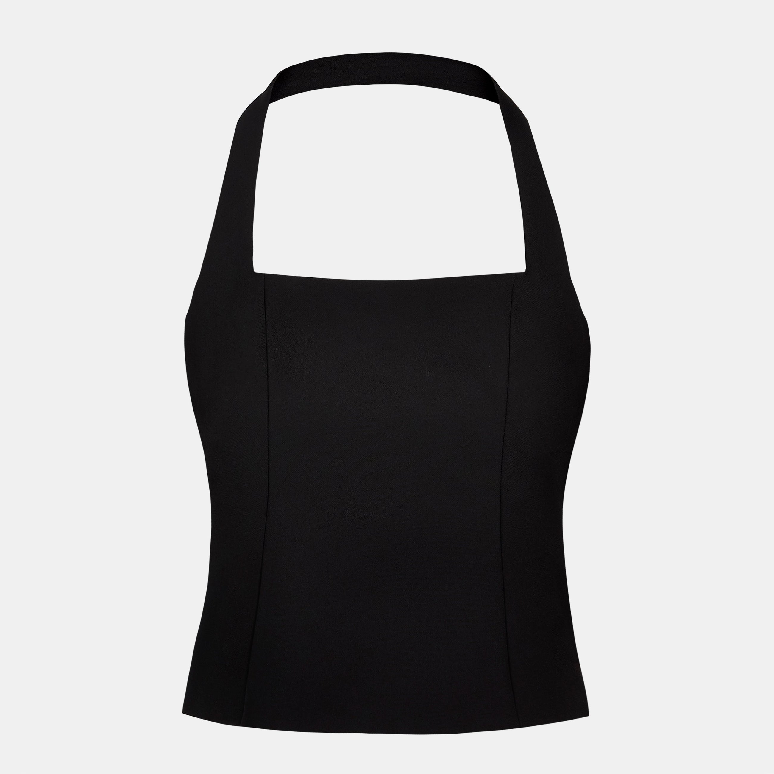 Effortless Tailored Halter Bodice Top - Black