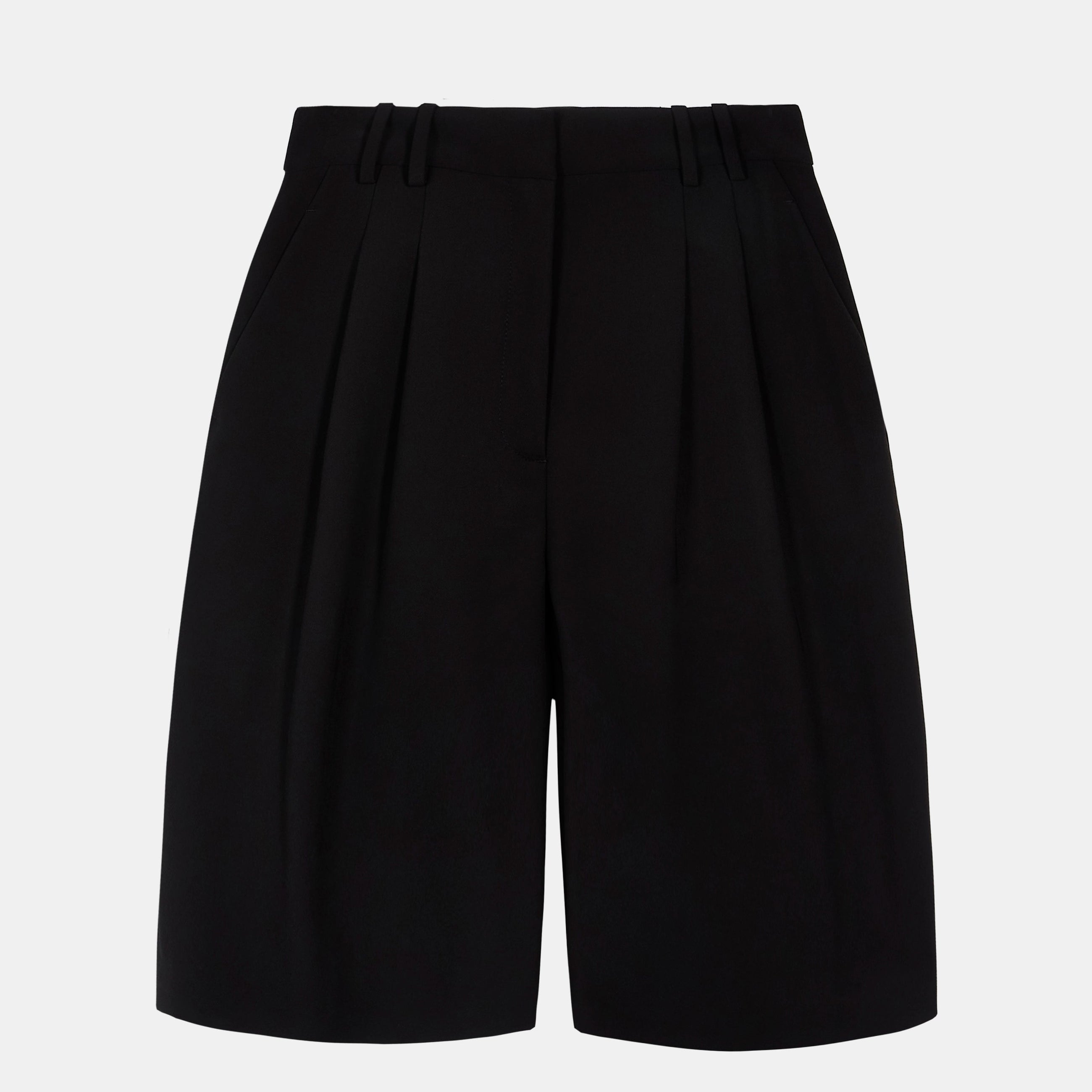 Effortless Pleated Longline Shorts - Black