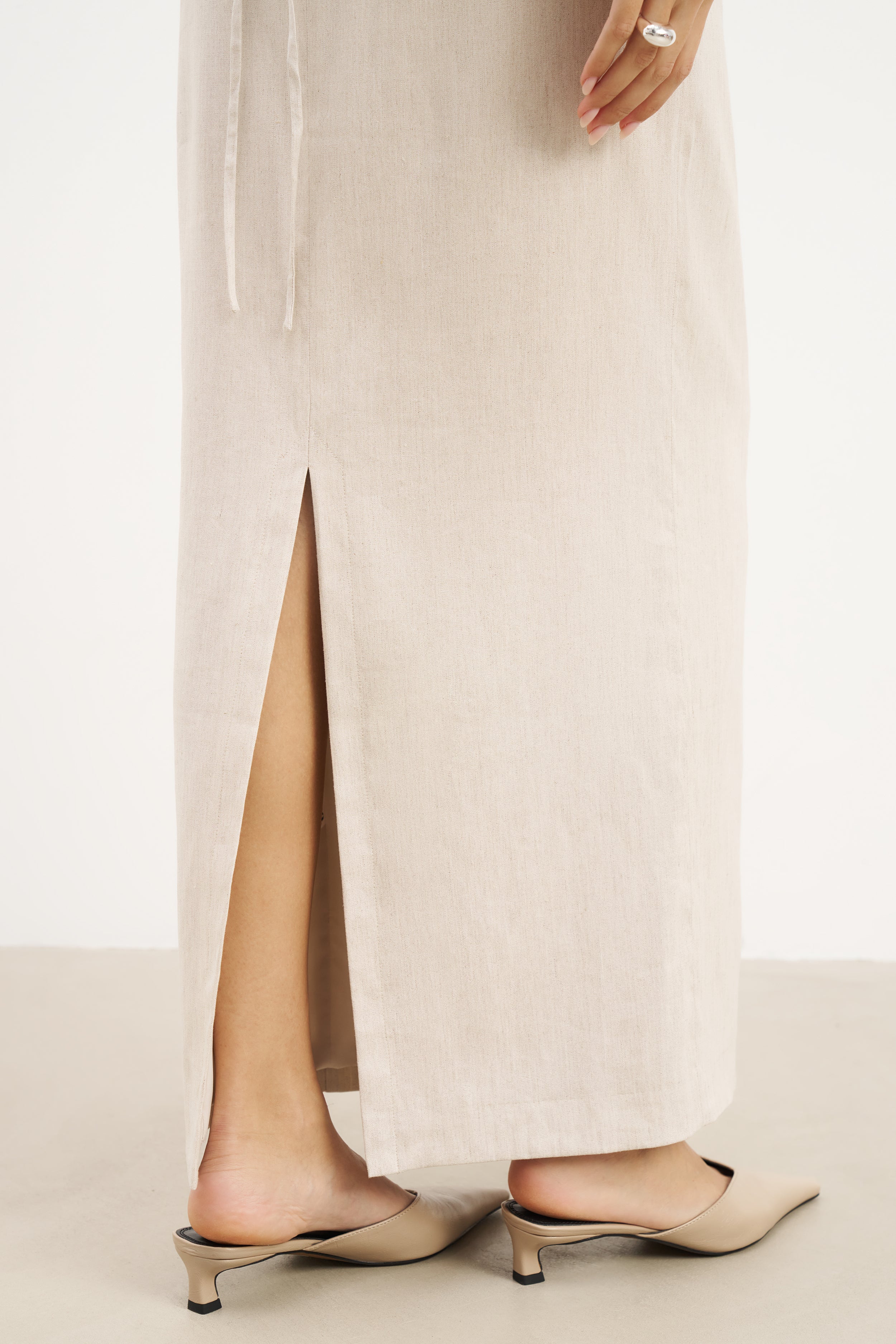 Mid Rise Linen Maxi Skirt - Birch
