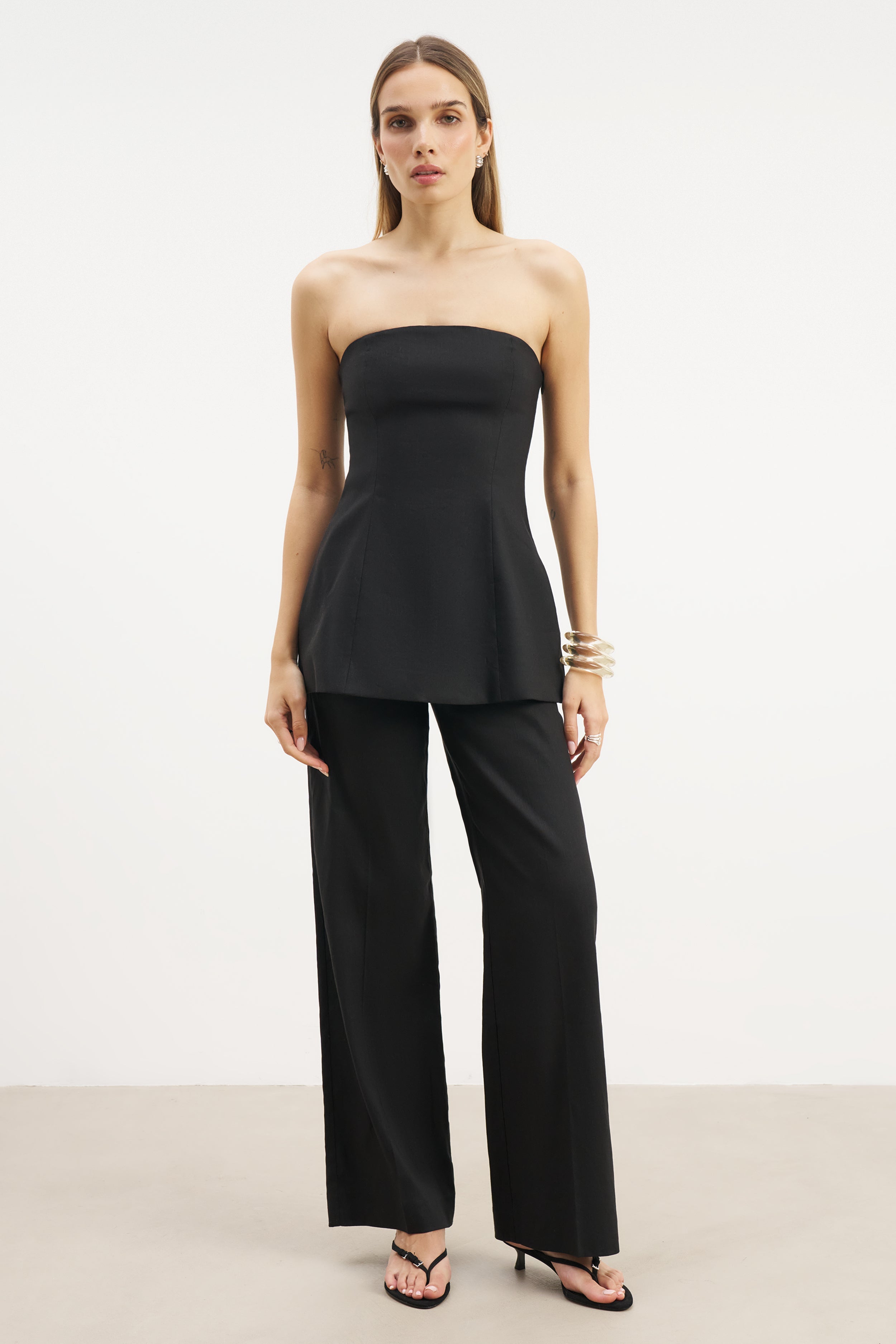 Strapless Linen A Line Bodice - Black