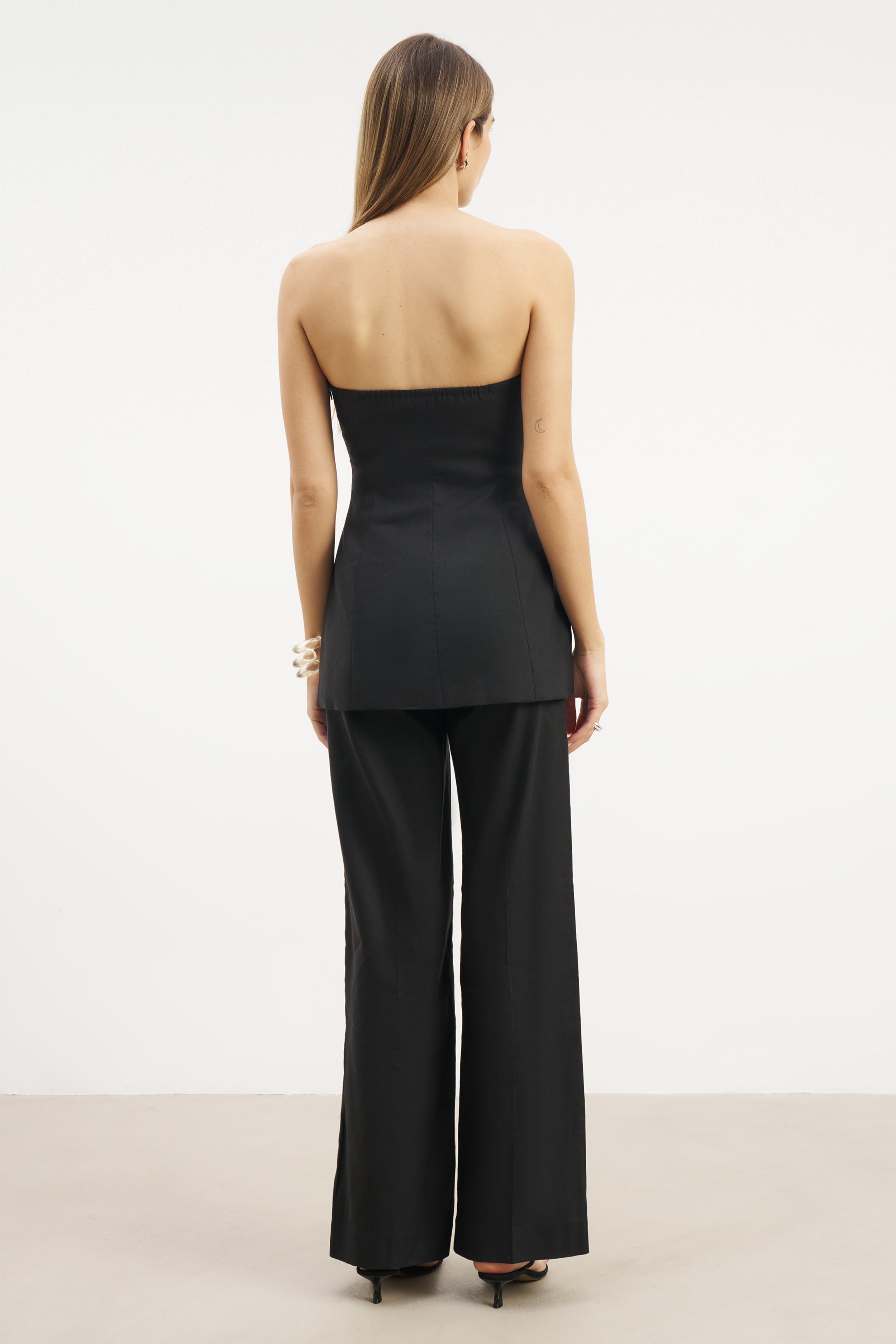 Strapless Linen A Line Bodice - Black