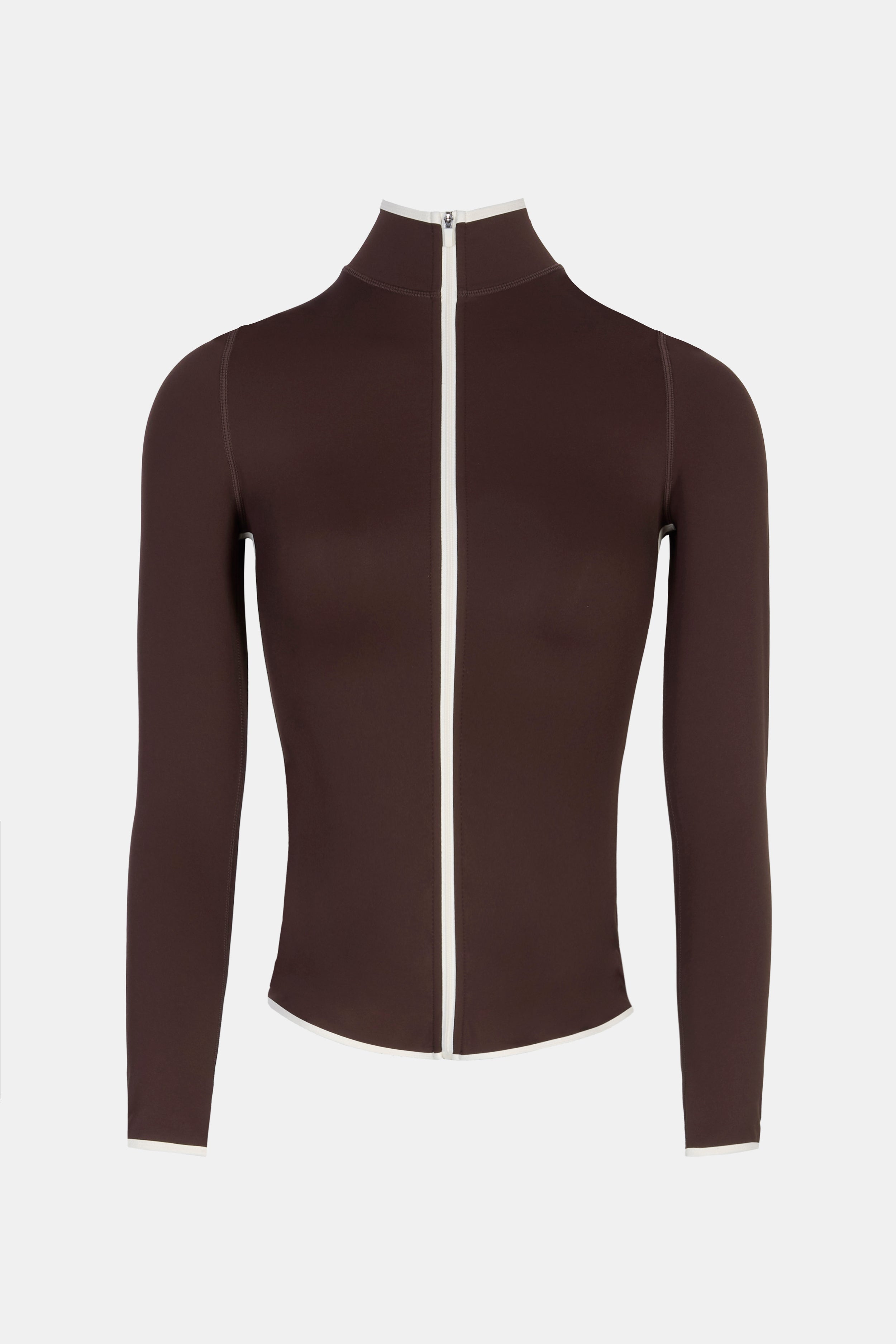 Base Contrast Trim Zip Up Jacket - Carob/Tofu