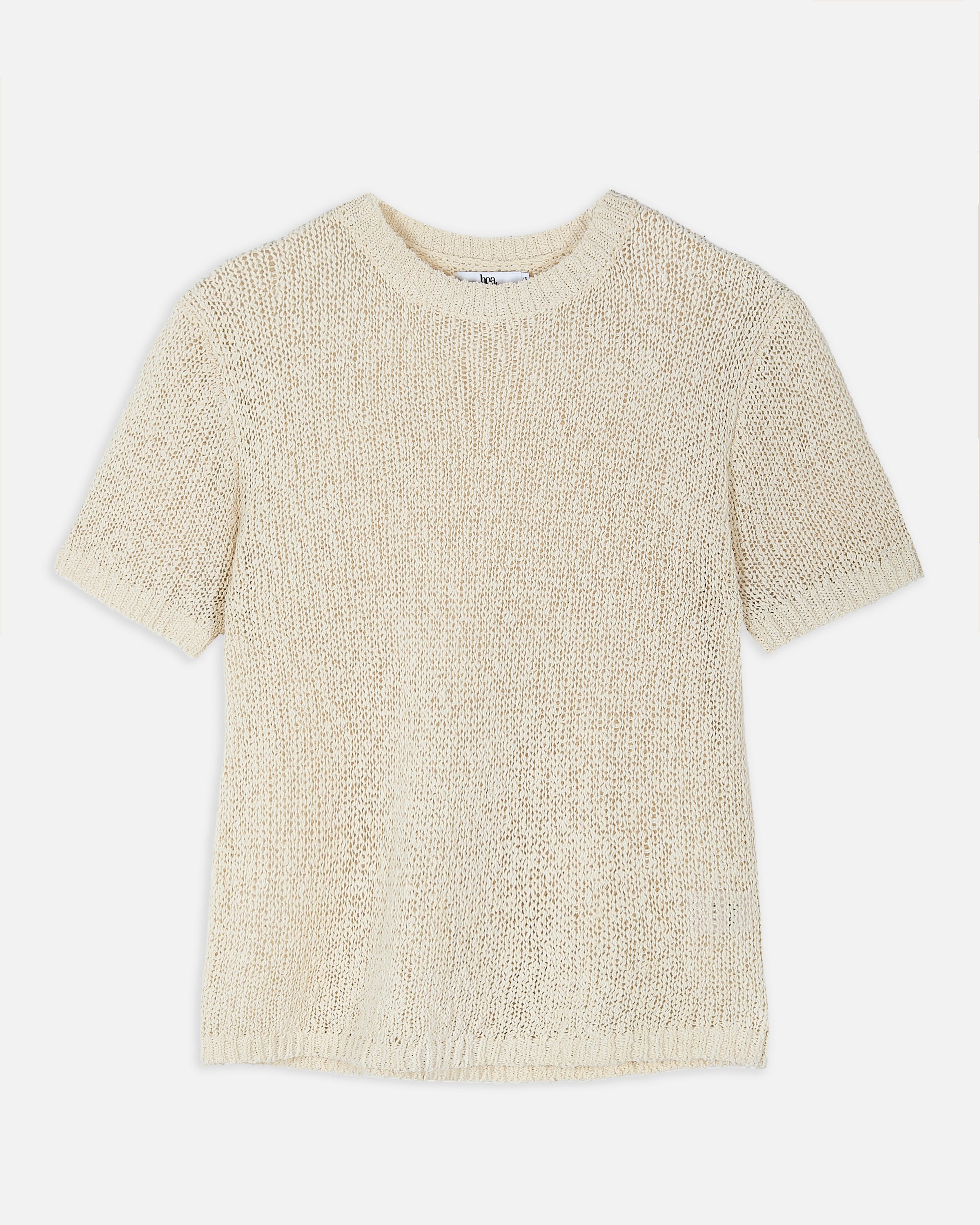 Crochet Knit Relaxed T Shirt - Cream