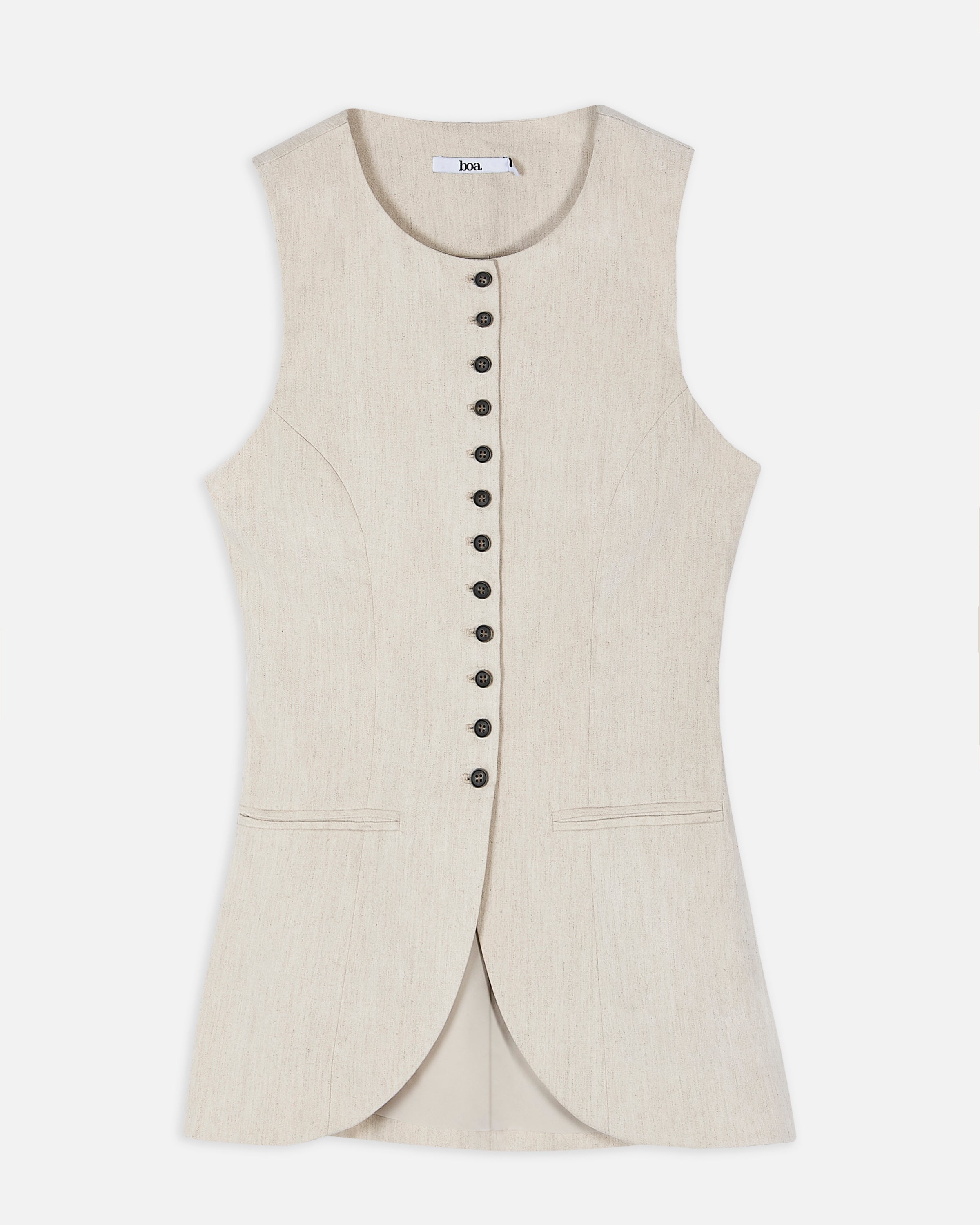 Tailored Linen Peplum Waistcoat - Birch