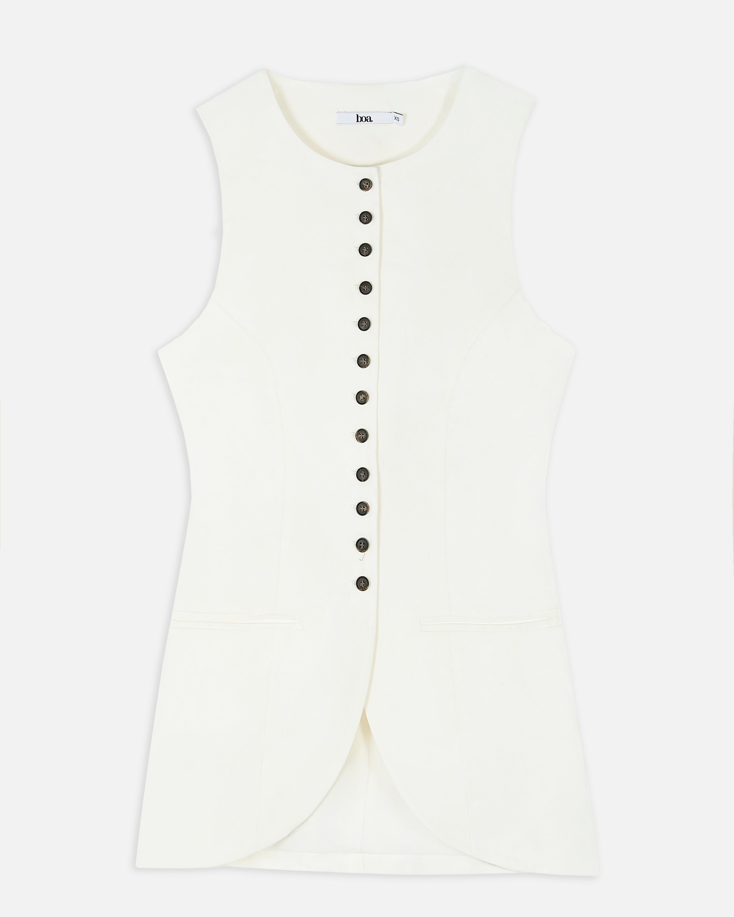 Tailored Linen Peplum Waistcoat - White