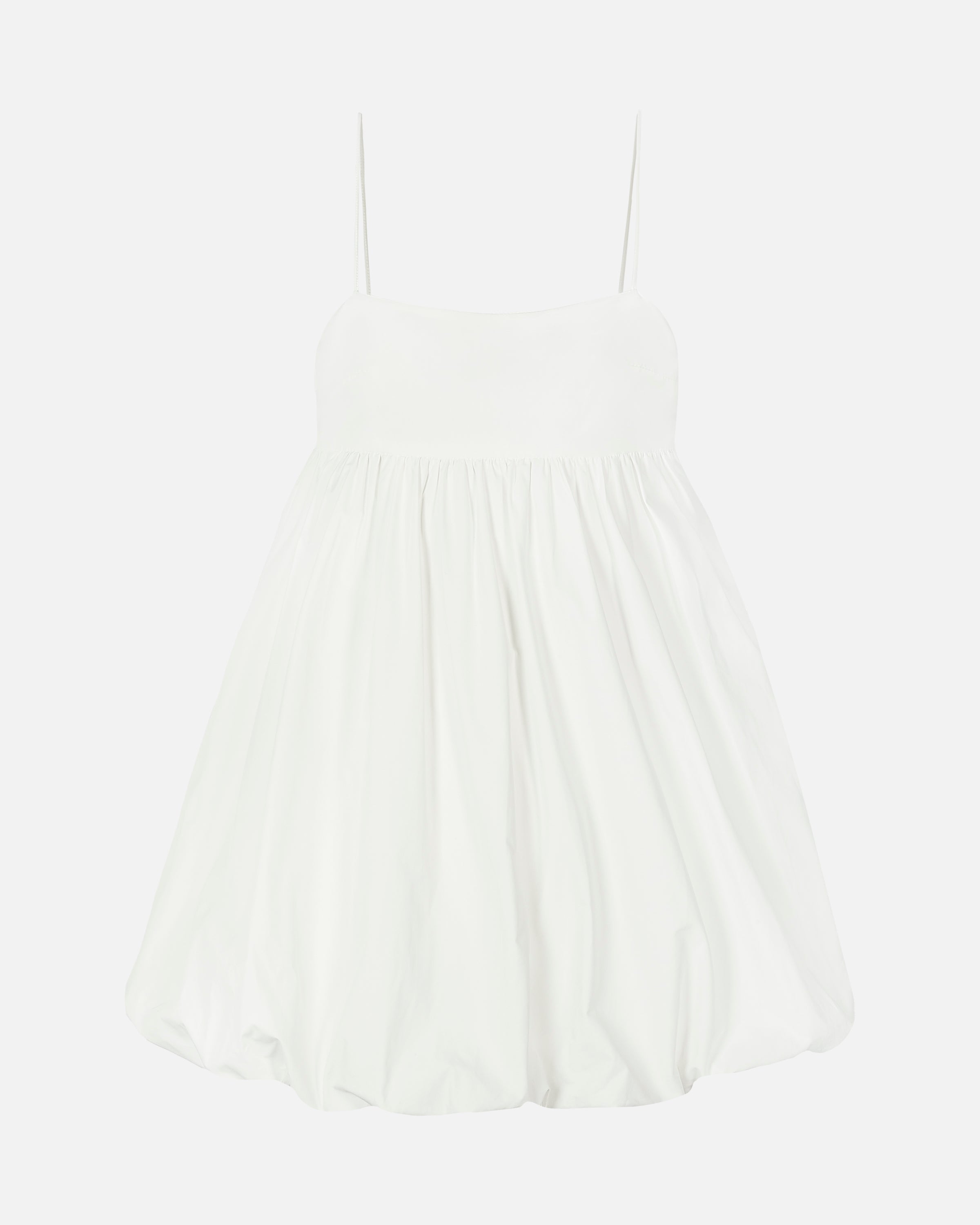 Cotton Puff Ball Mini Dress - White