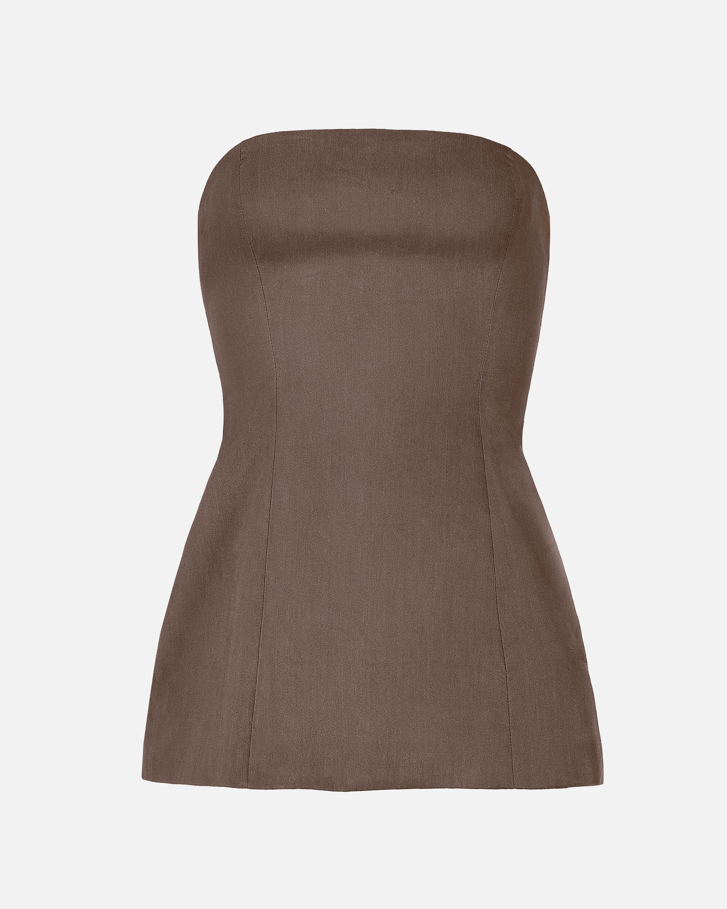 Strapless Linen A Line Bodice - Truffle