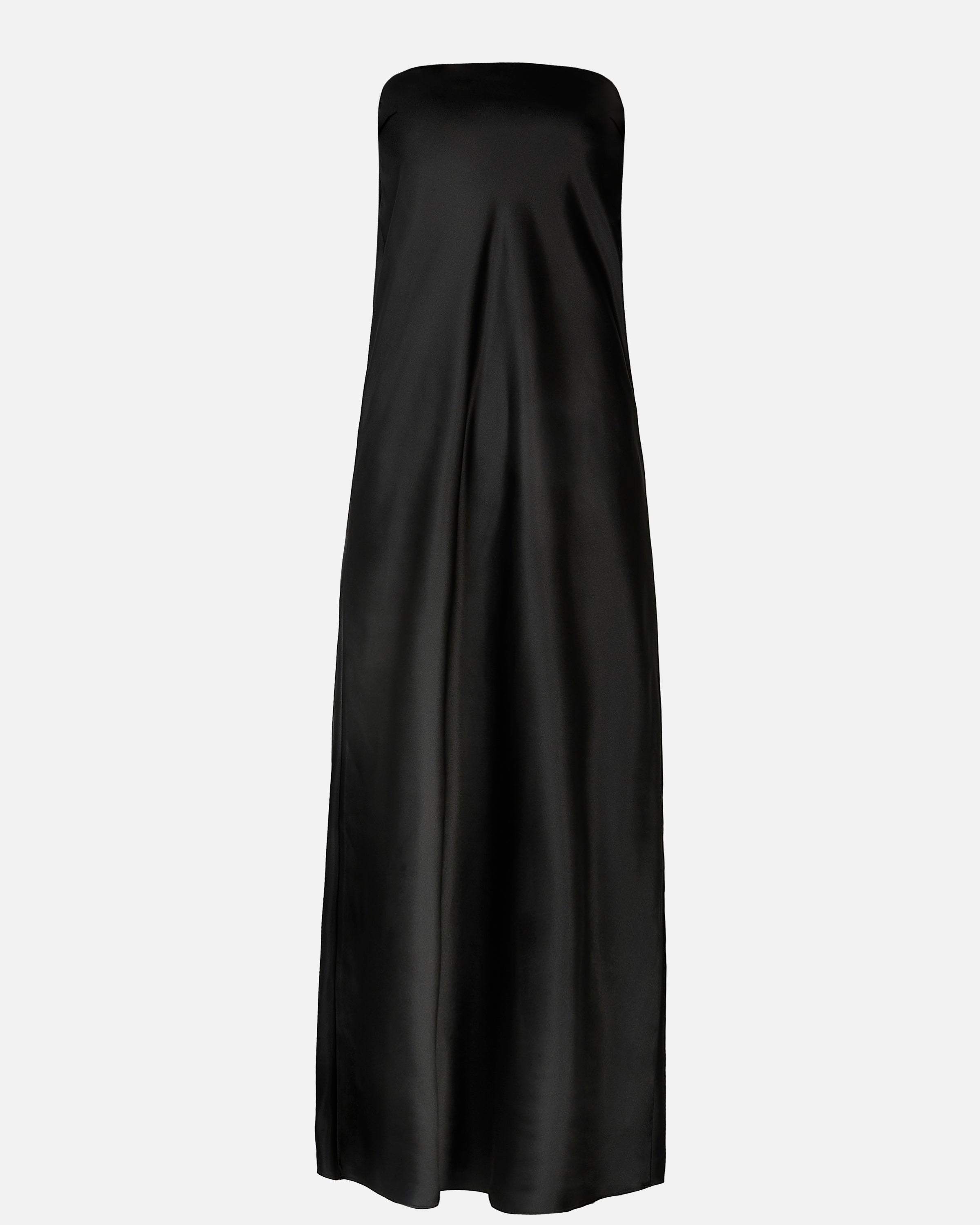 Satin Cowl Back Maxi Dress - Black
