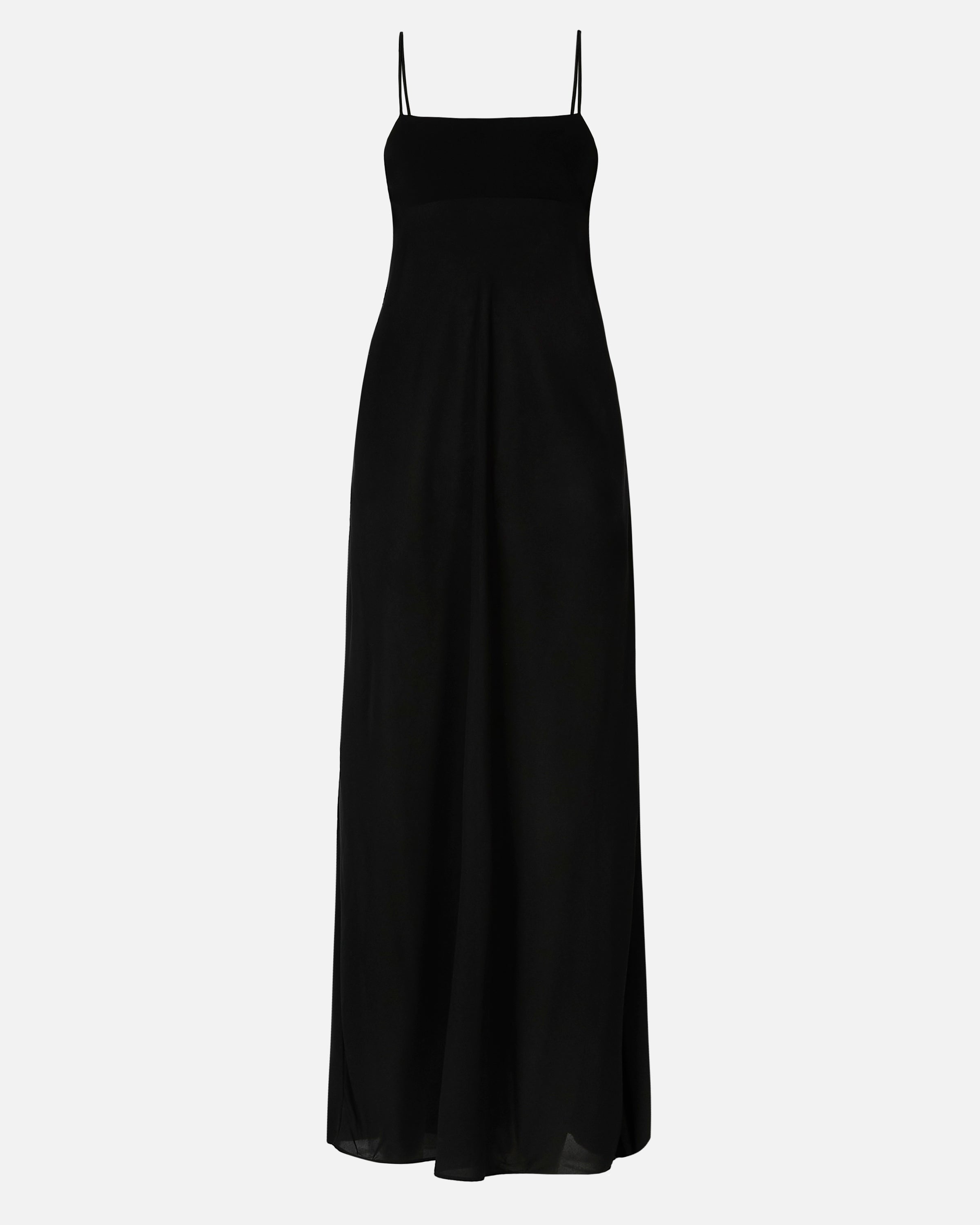 Tie Strap Chiffon Maxi Dress - Black