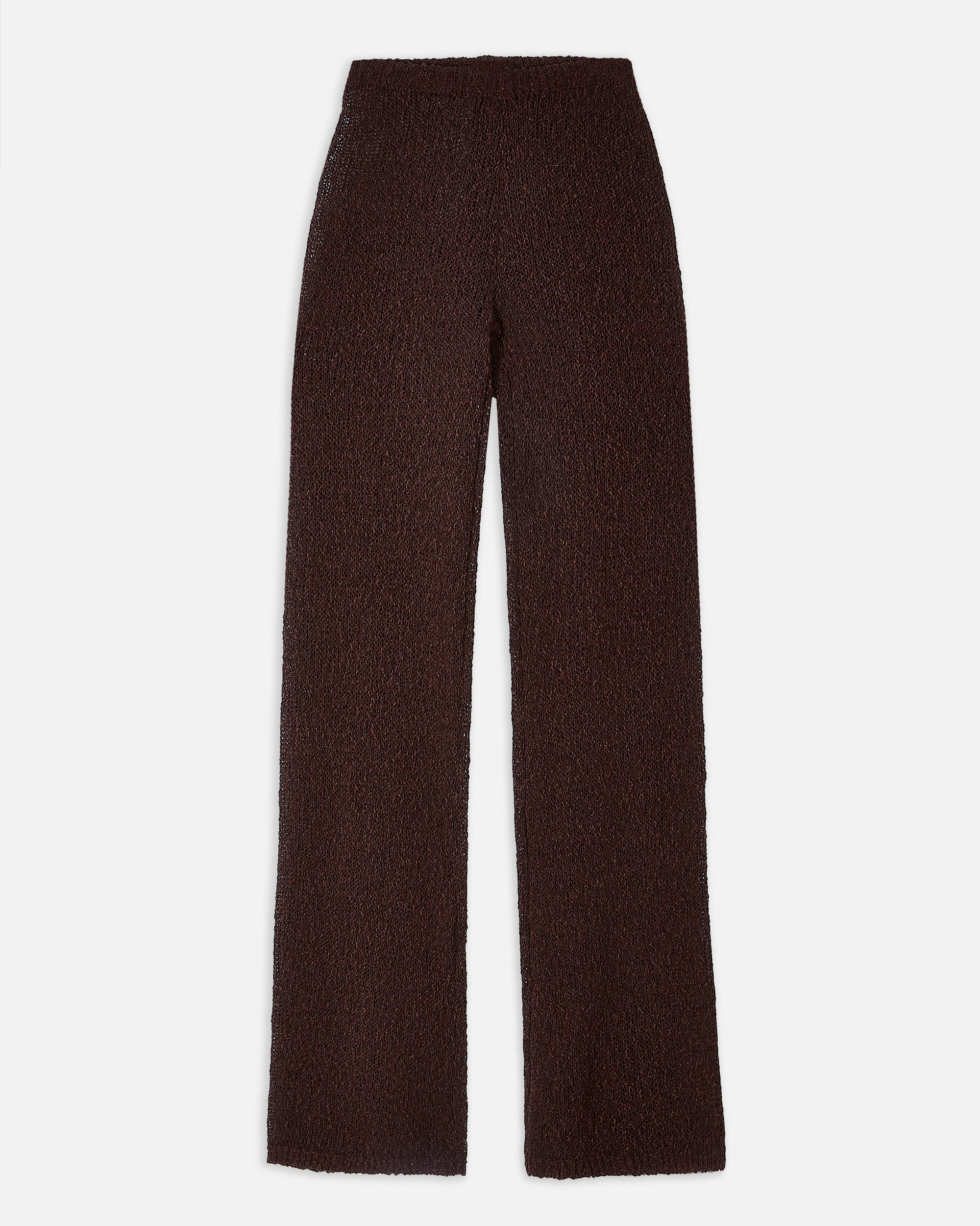Crochet Knit Wide Leg Trousers - Carob