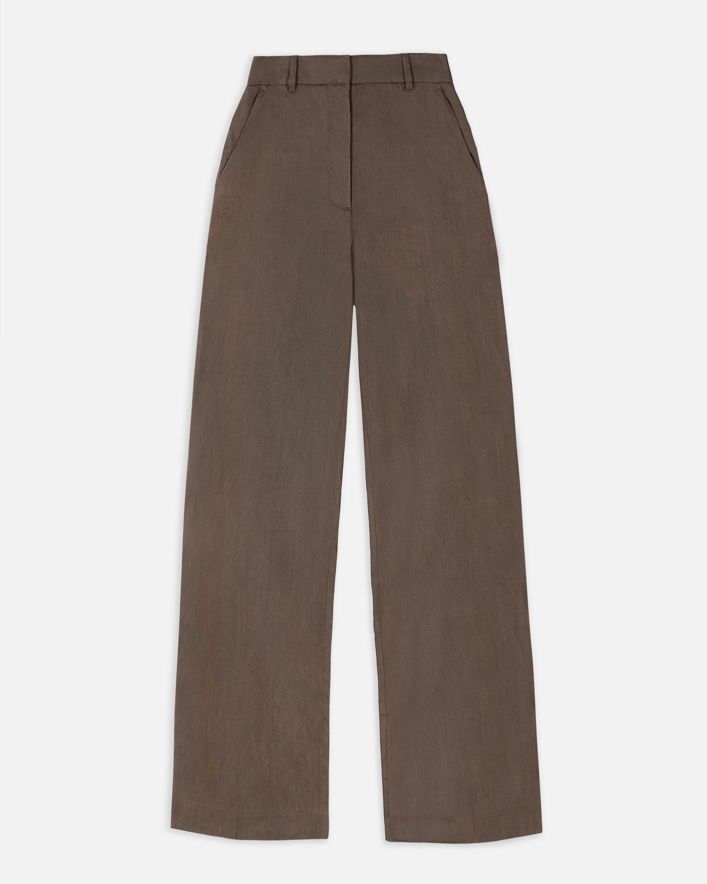 Tailored Linen High Rise Trousers - Truffle