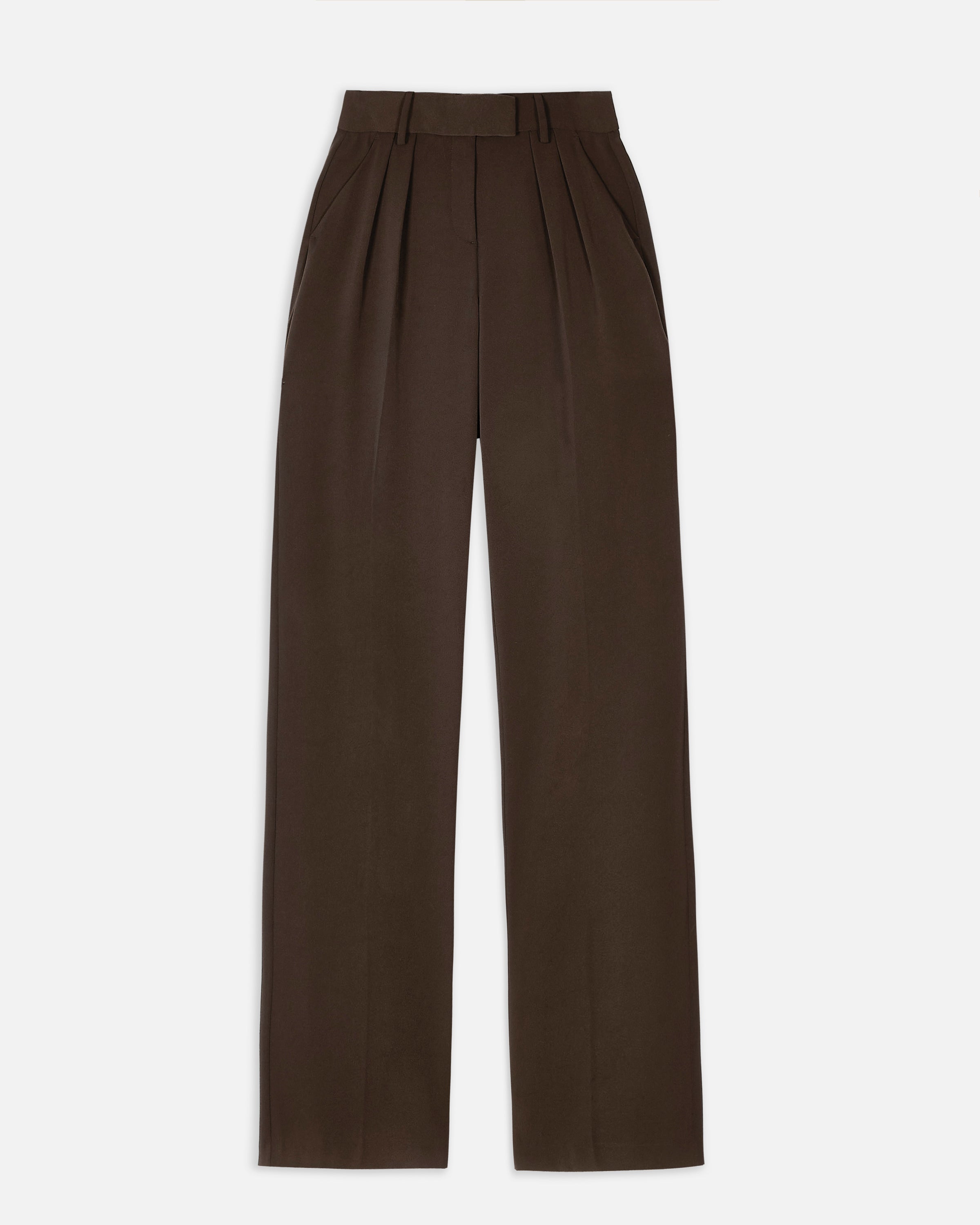 Clean Cut Double Pleat Trousers - Carob