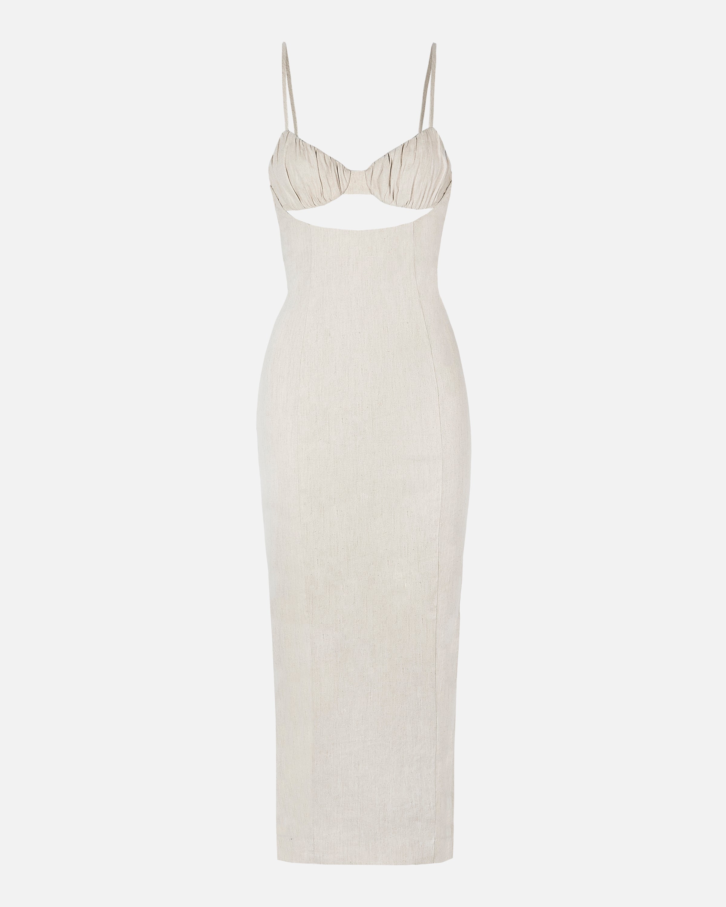 Tailored Linen Bustier Maxi Dress - Birch